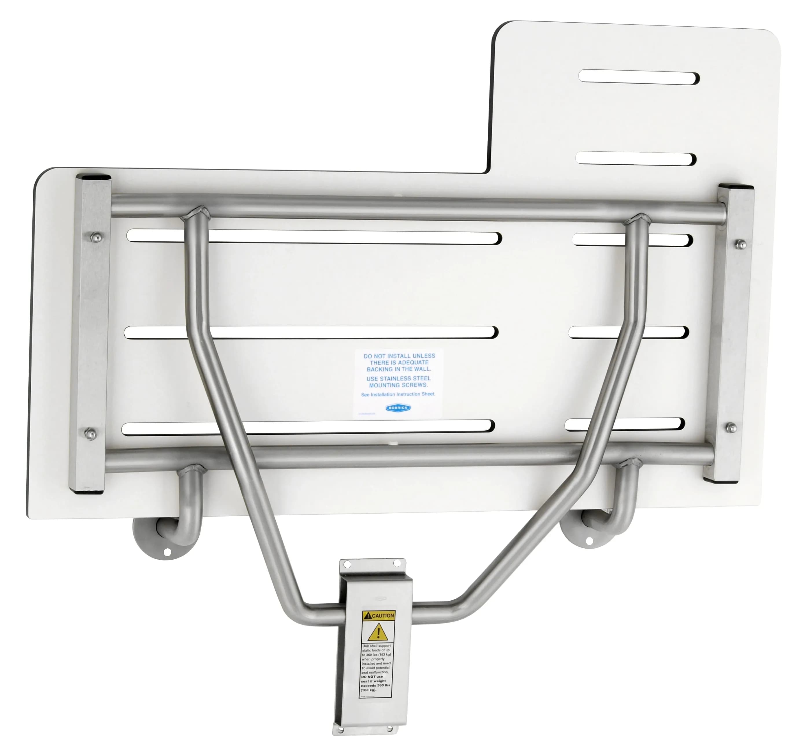 Reversible Folding Shower Seat, Ivory Phenolic and Satin Finish — B-5181