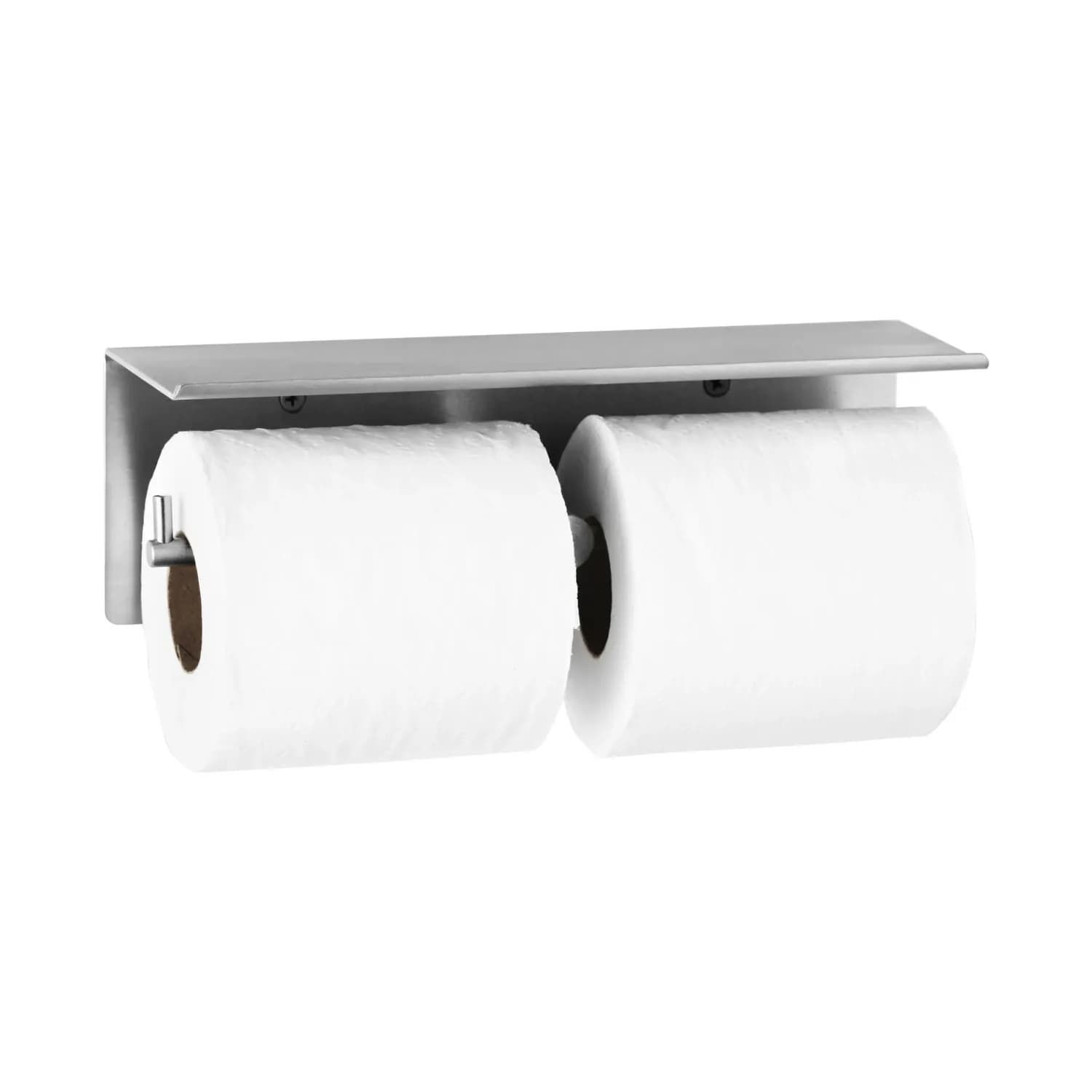 Surface-Mounted Toilet Tissue Dispenser and Utility Shelf, Satin Finish, Two Rolls