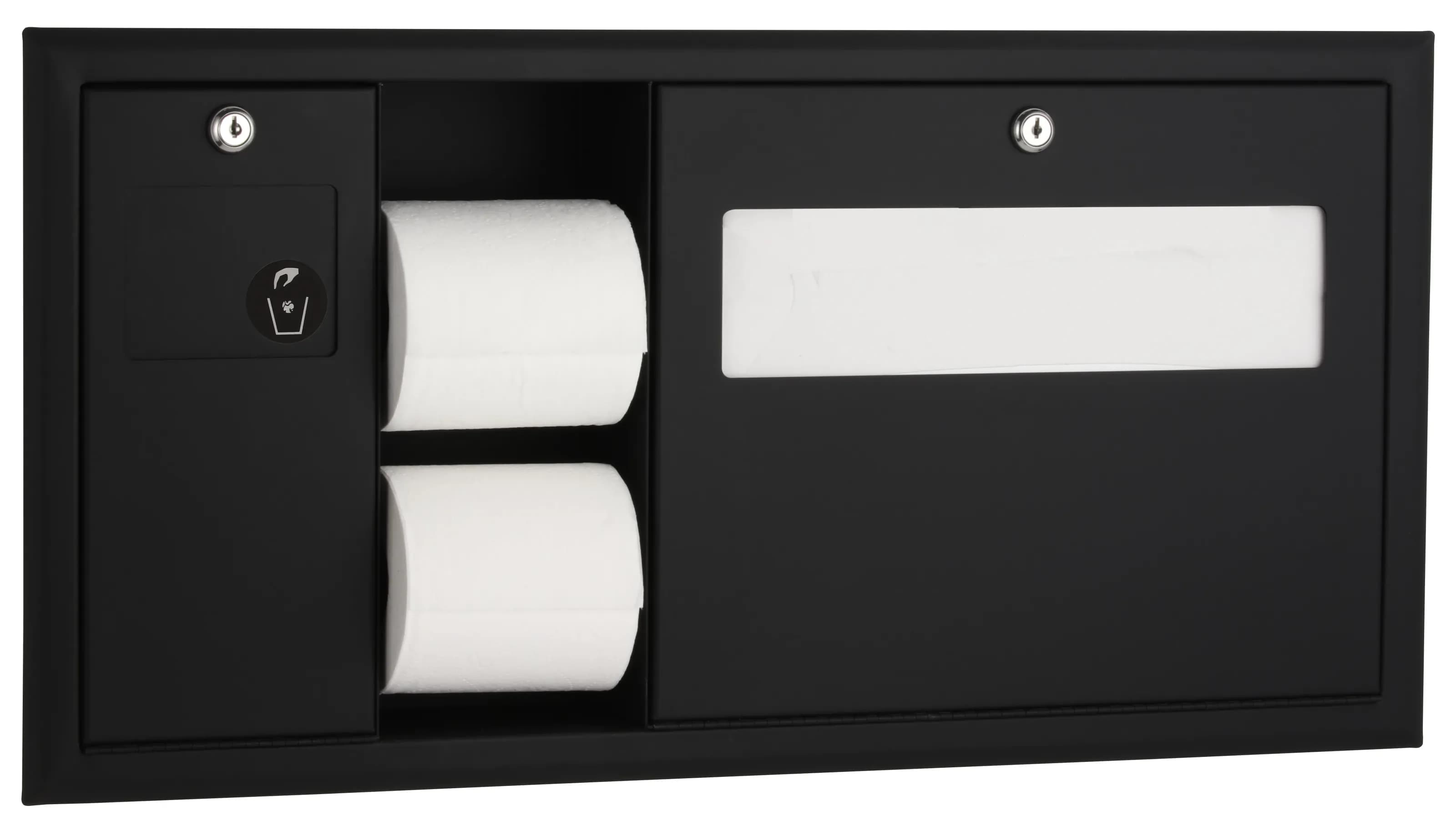 Recessed Toilet Tissue / Seat-Cover Dispenser / Waste Disposal, Left Side While Seated — B-3091-MBLK