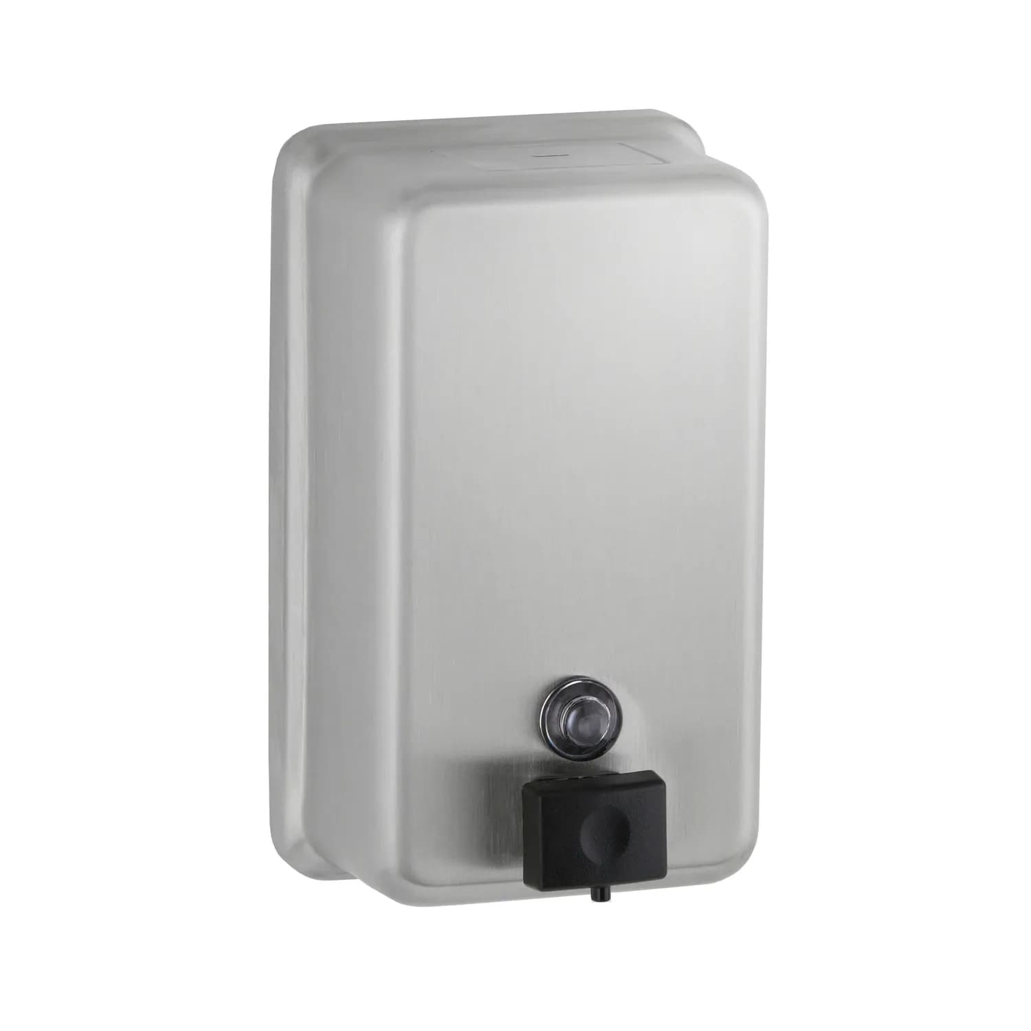 Surface-Mounted Vertical Manual Liquid Soap Dispenser, Satin Finish, 1.18 Ltr.