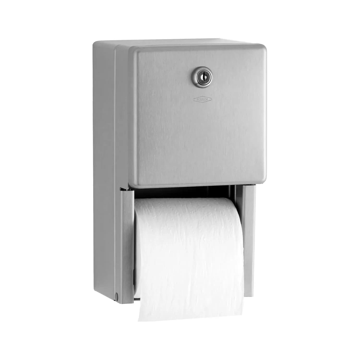 Surface-Mounted Toilet Tissue Dispenser, Satin Finish, Two Rolls