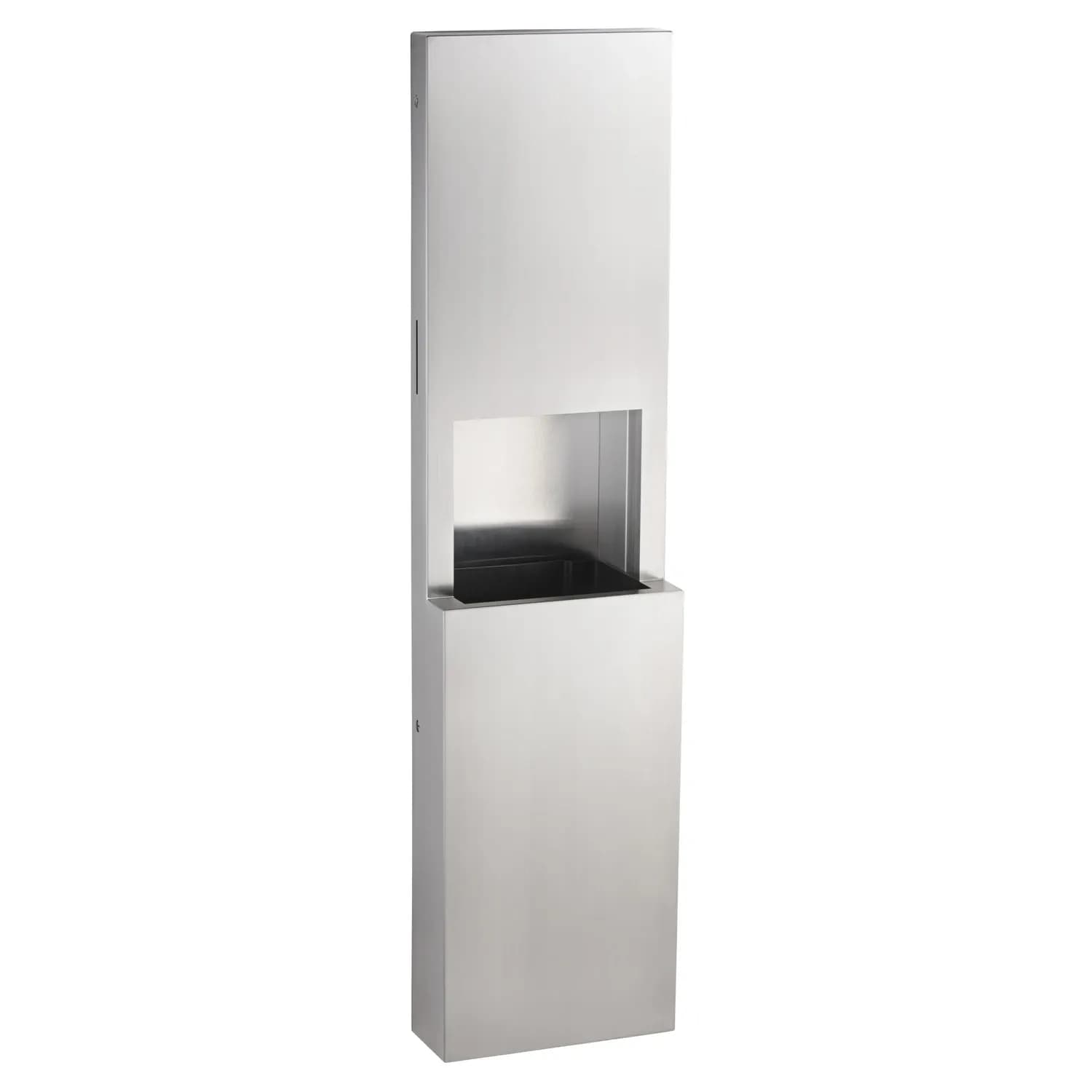 Semi-Recessed Paper Towel Dispenser and Waste Receptacle, Satin Finish, 8.5-Gallon Waste