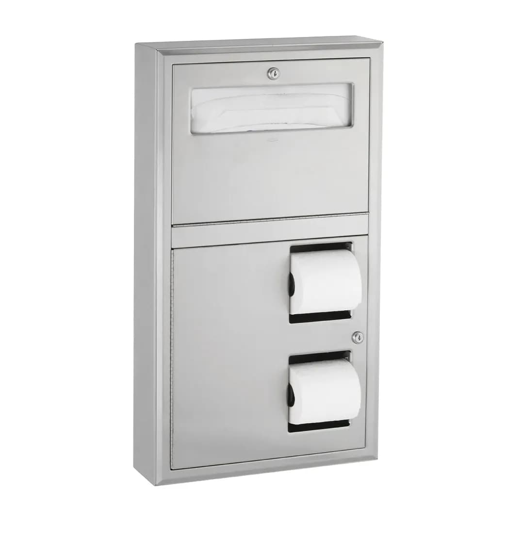 Surface-Mounted Toilet Tissue Dispenser and Seat-Cover Dispenser