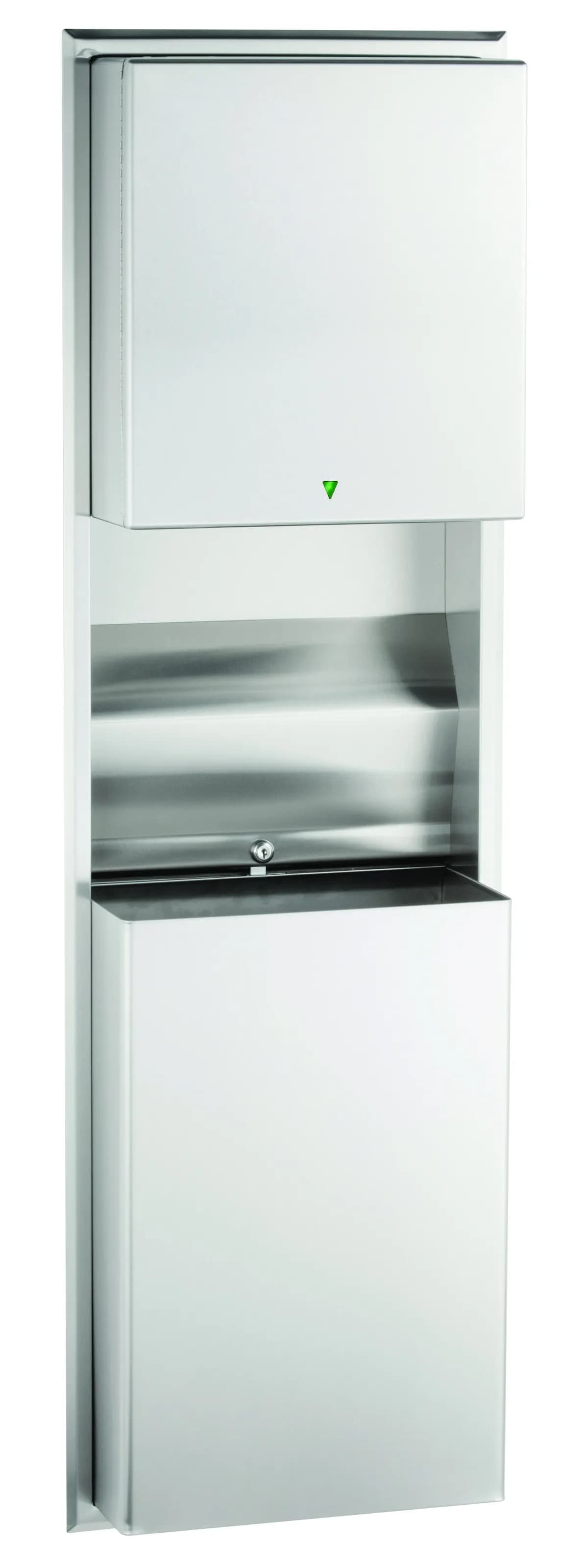 Recessed Convertible Auto Roll Towel Dispenser / Waste Receptacle, Satin Finish, 12-Gallon — B-3974