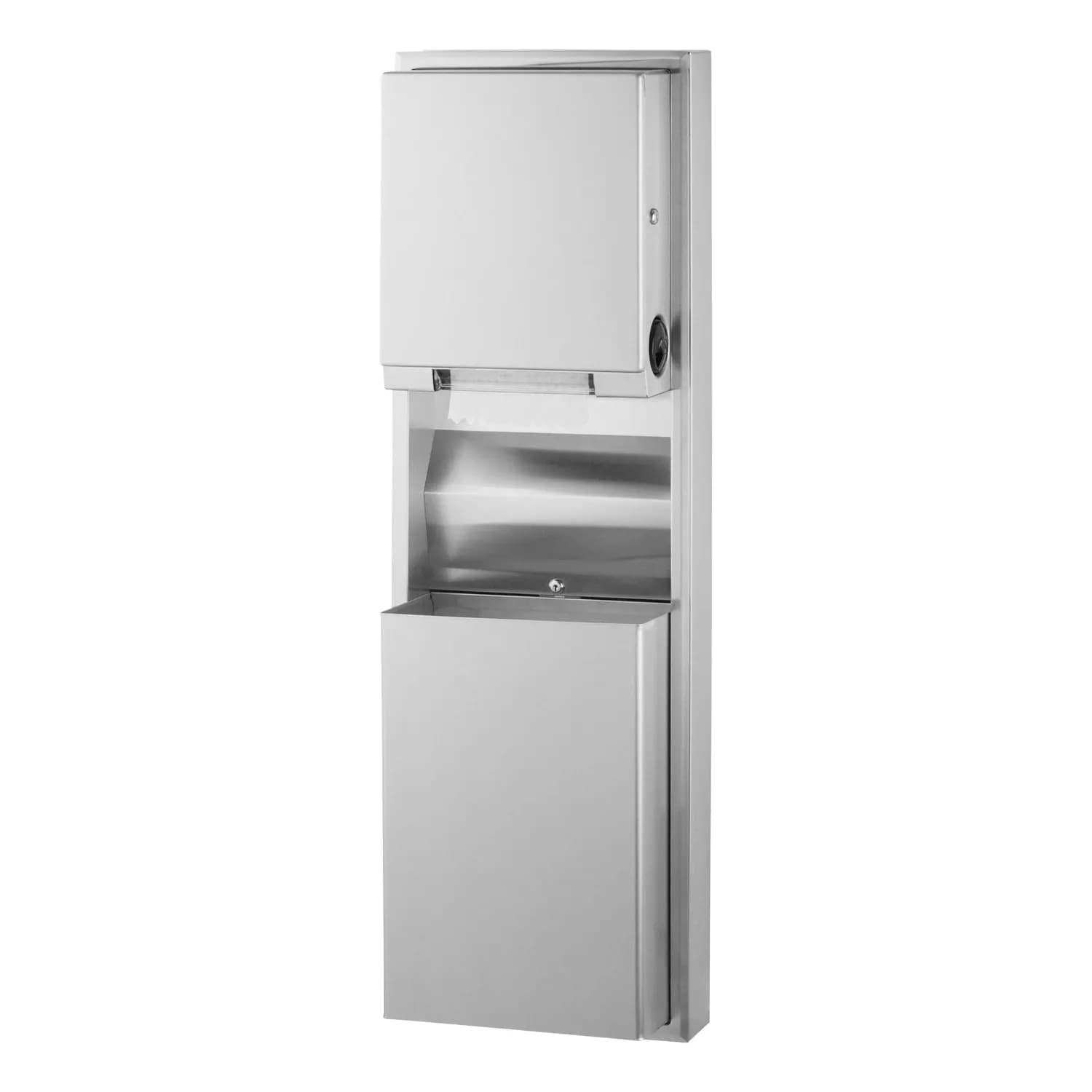 Surface-Mounted Convertible Roll Towel Dispenser/ Waste Receptacle, Satin Finish, 12-Gal.