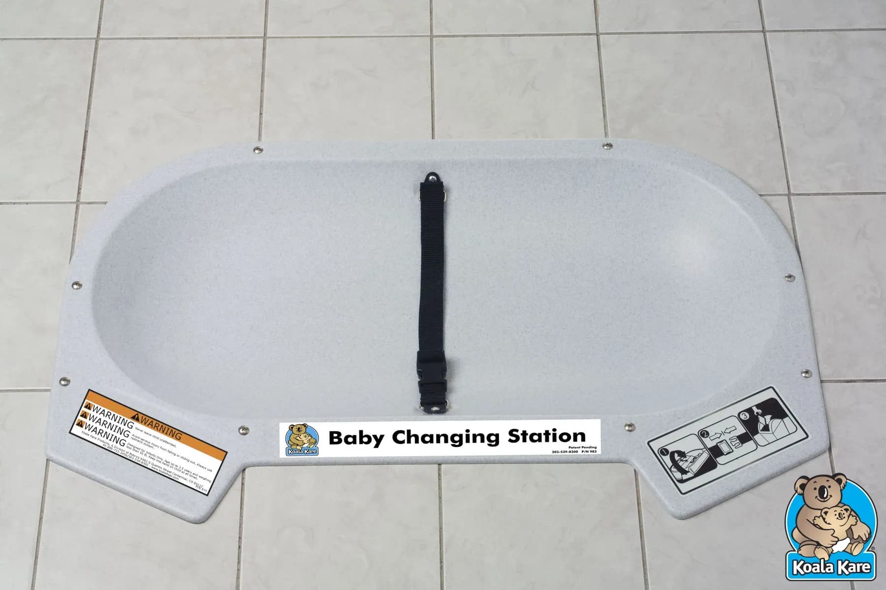 Countertop Recess Mounted Baby Changing Station, Grey Granite — KB112-01RE