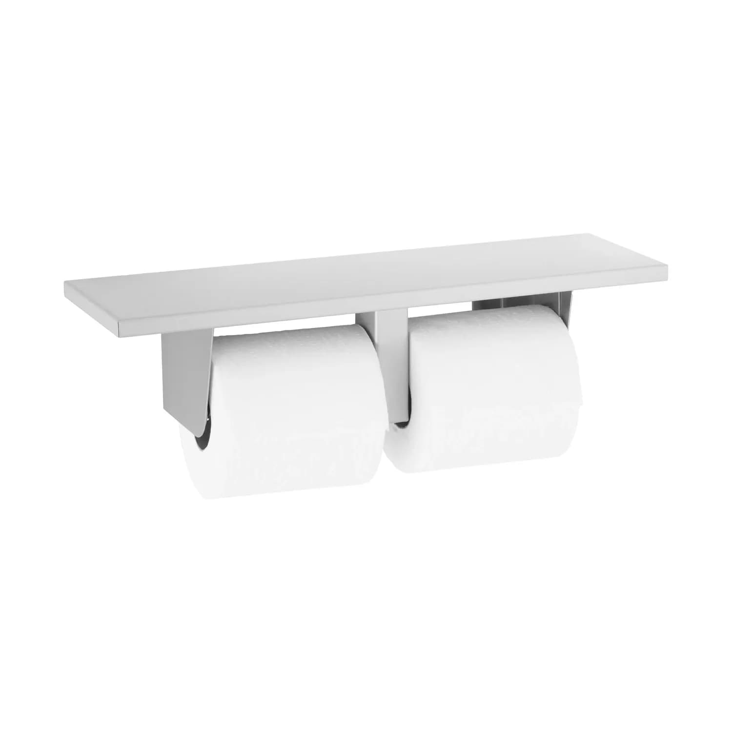 Surface-Mounted Toilet Tissue Dispenser and Utility Shelf, Satin Finish, Two Rolls