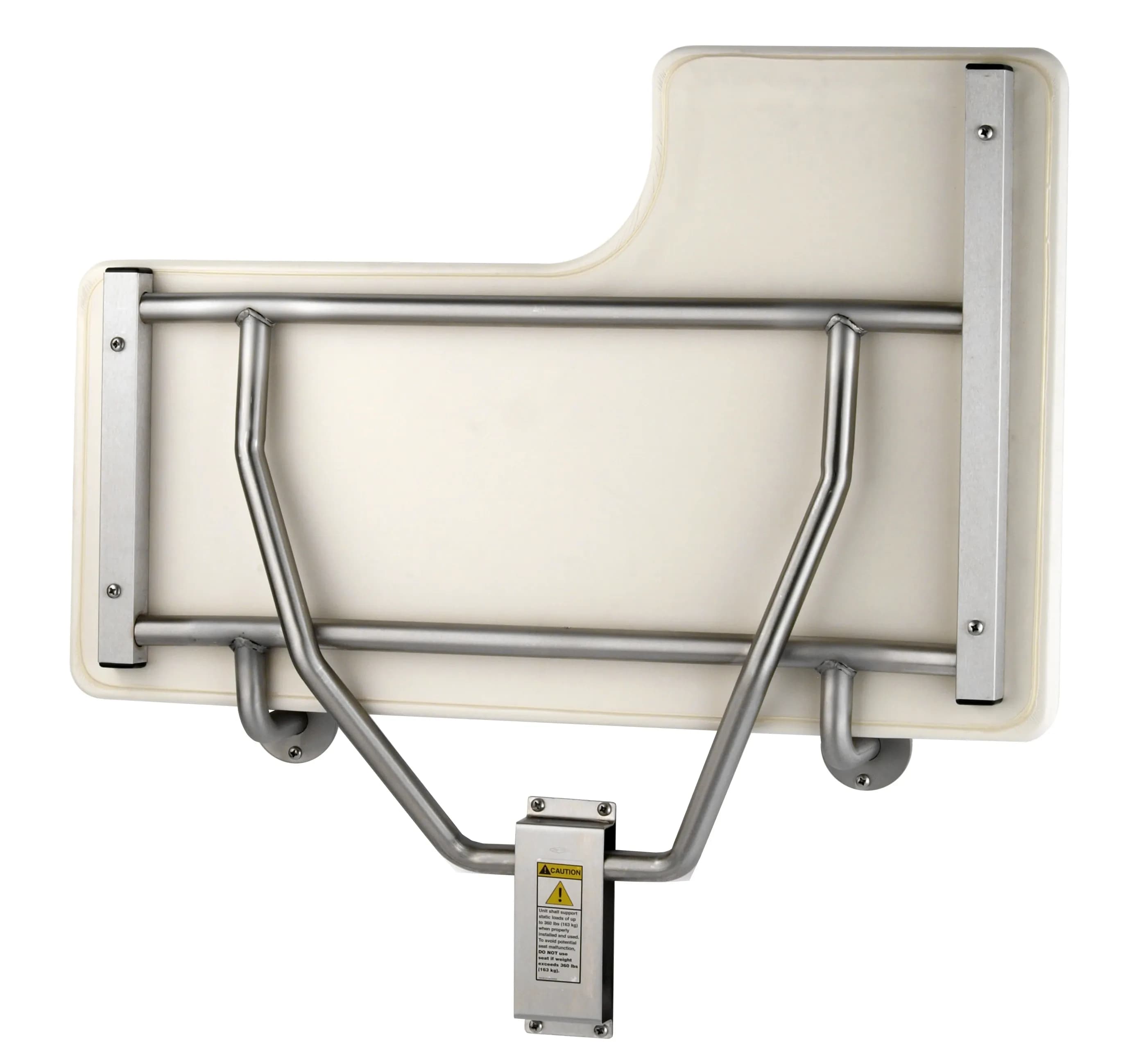 Folding Shower Seat, Left Hand, White Foam Pad and Satin Finish — B-518