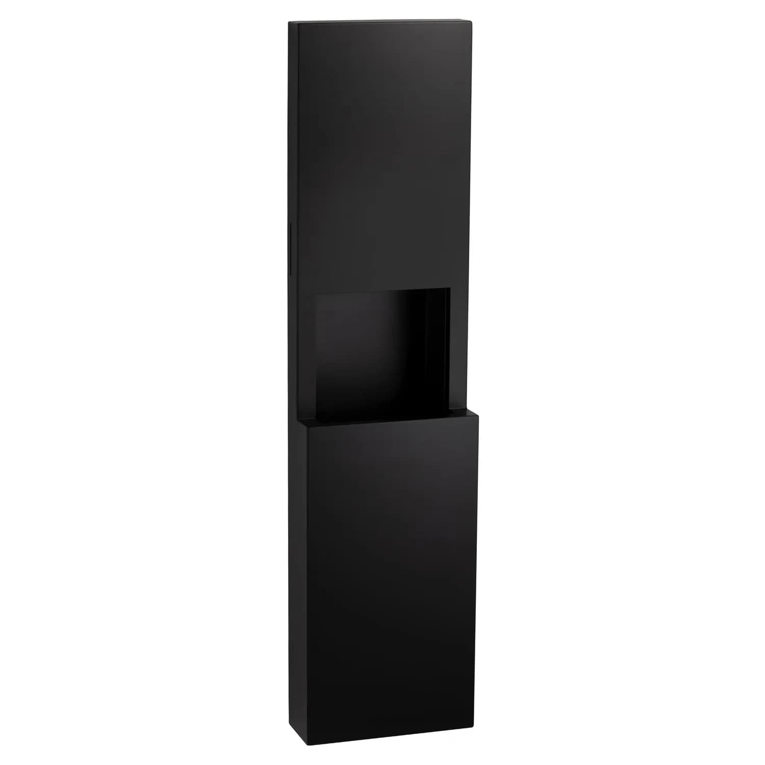 Semi-Recessed Paper Towel Dispenser and Waste Receptacle, Satin Finish, 8.5-Gallon Waste — B-9944-MBLK