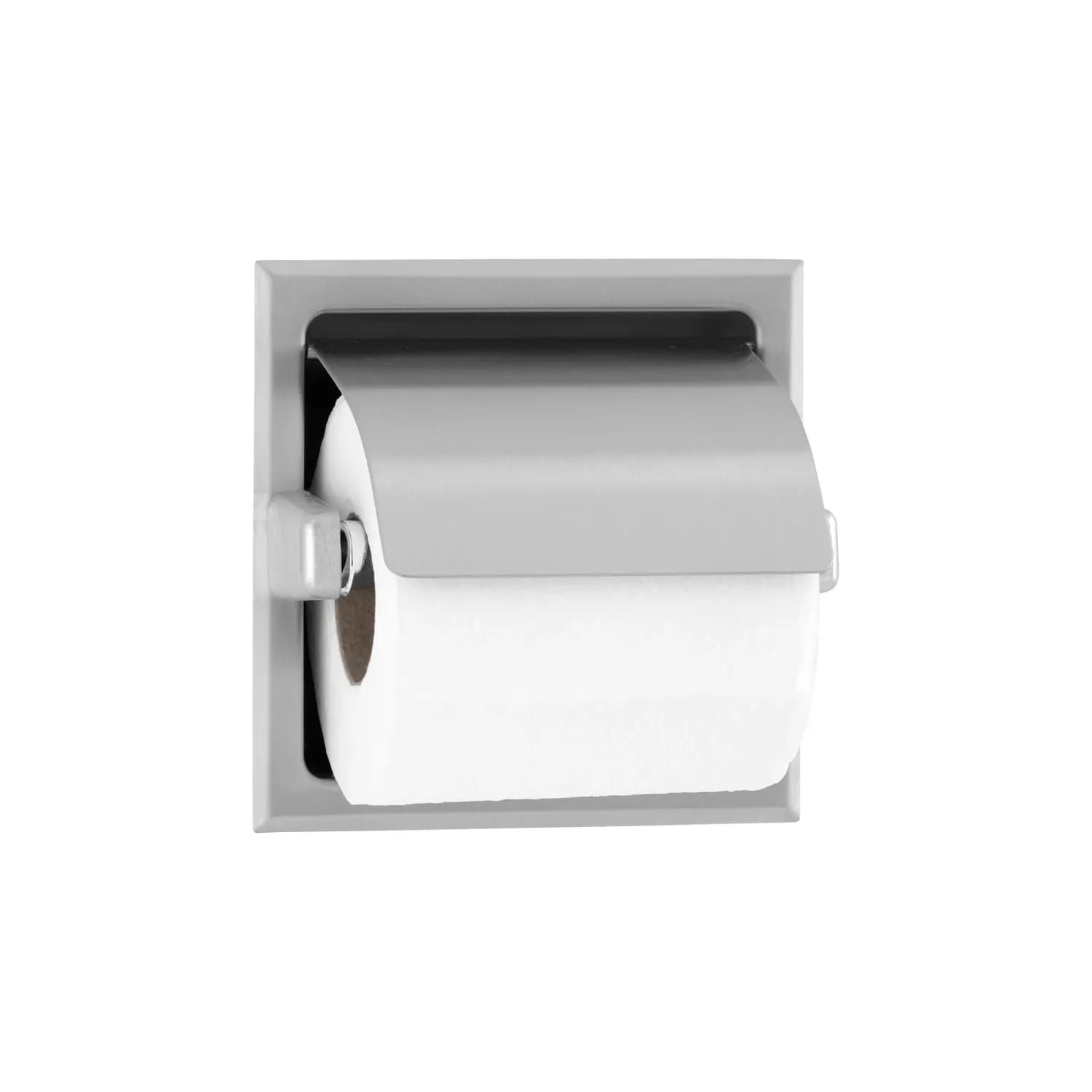 Recessed Toilet Tissue Dispenser with Hood, Satin Finish, One Roll