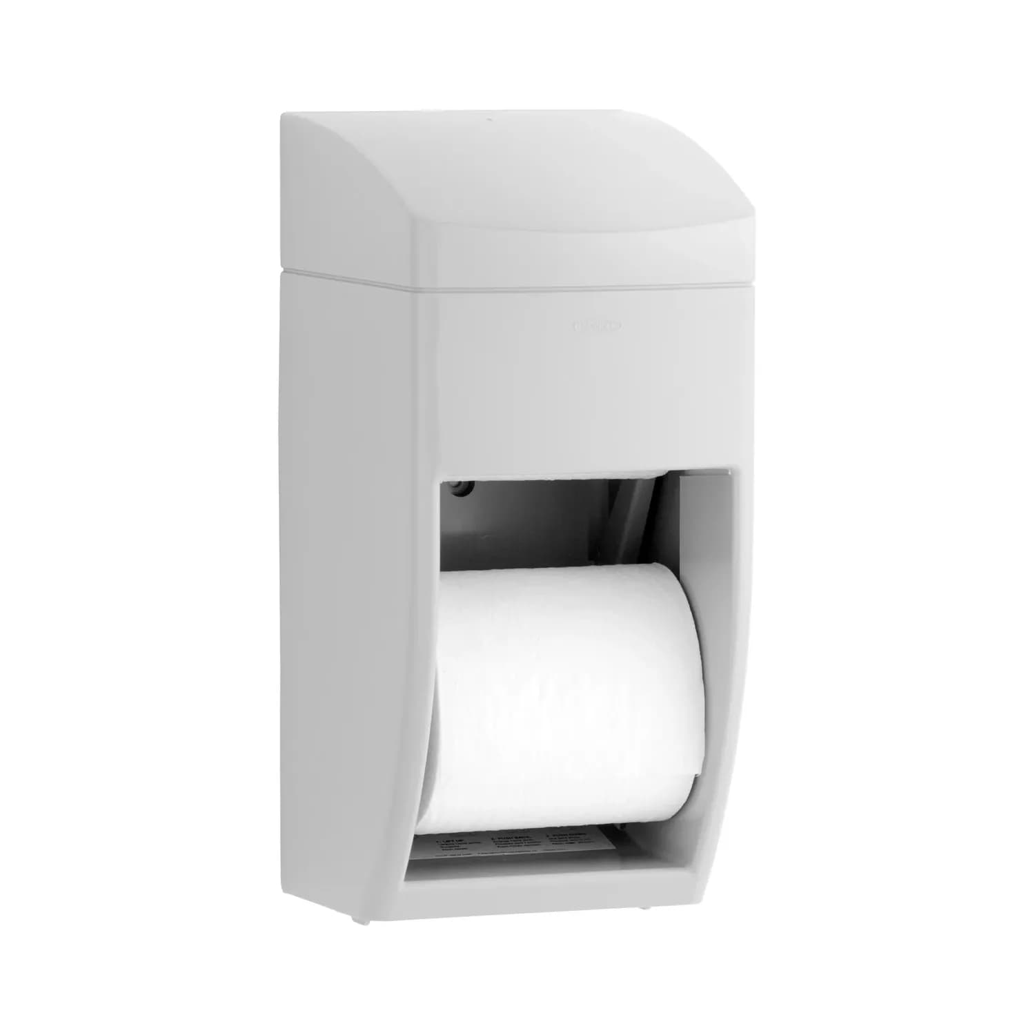 Surface-Mounted Toilet Tissue Dispenser, Grey ABS Plastic, Two Rolls