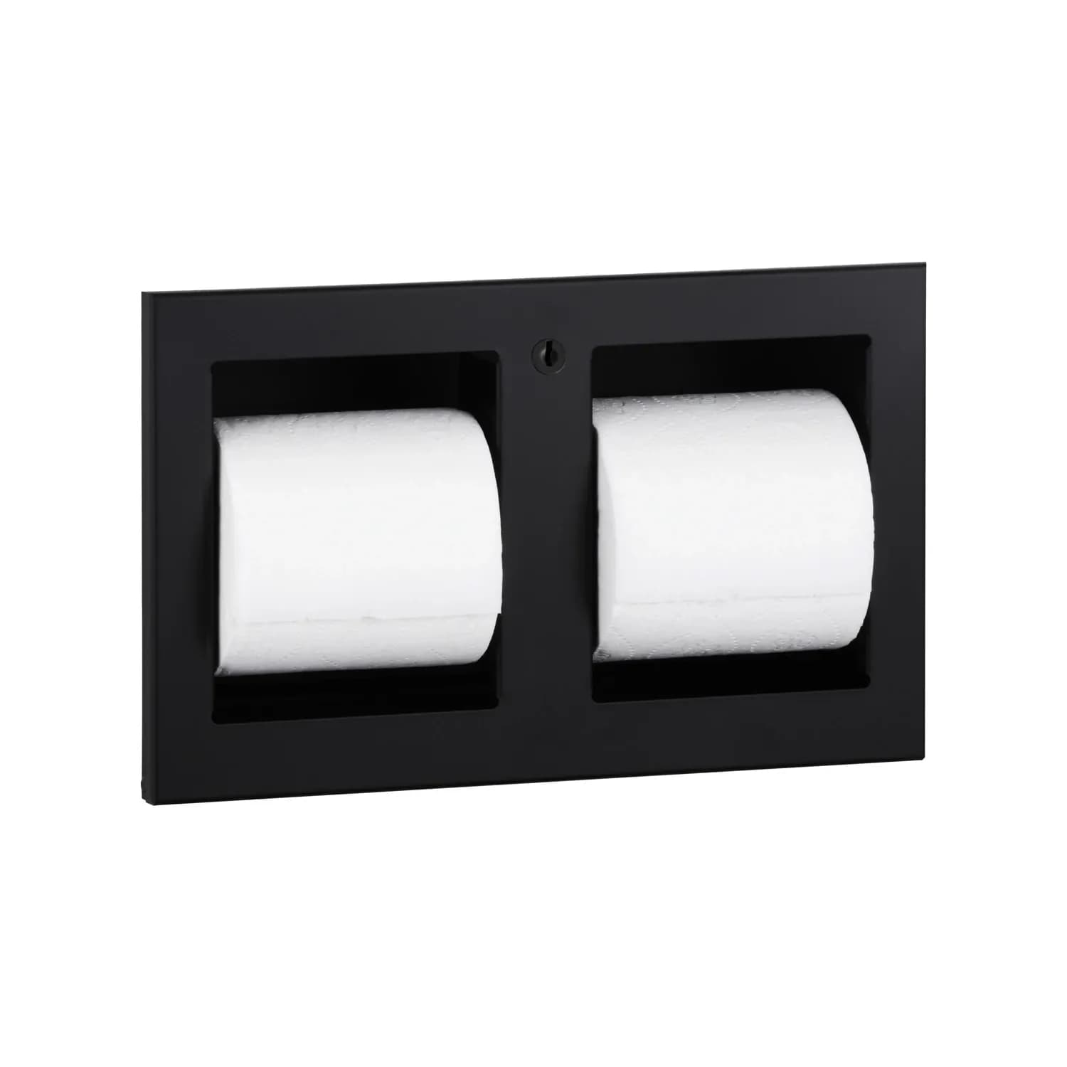 Recessed Toilet Tissue Dispenser, Satin Finish, Two Rolls — B-35883-MBLK