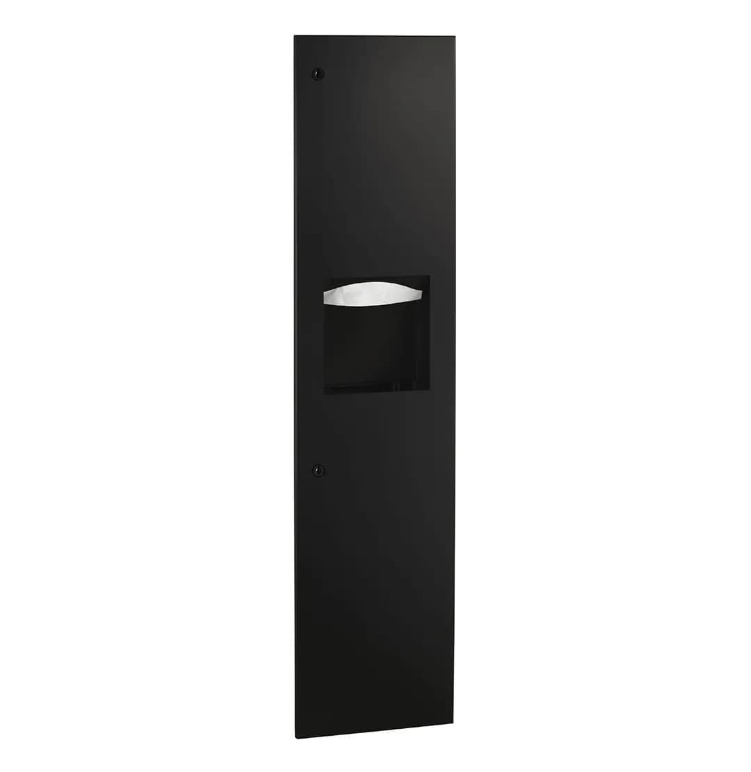 Recessed Paper Towel Dispenser and Waste Receptacle, Satin Finish, 3.8-Gallon Waste — B-38034-MBLK