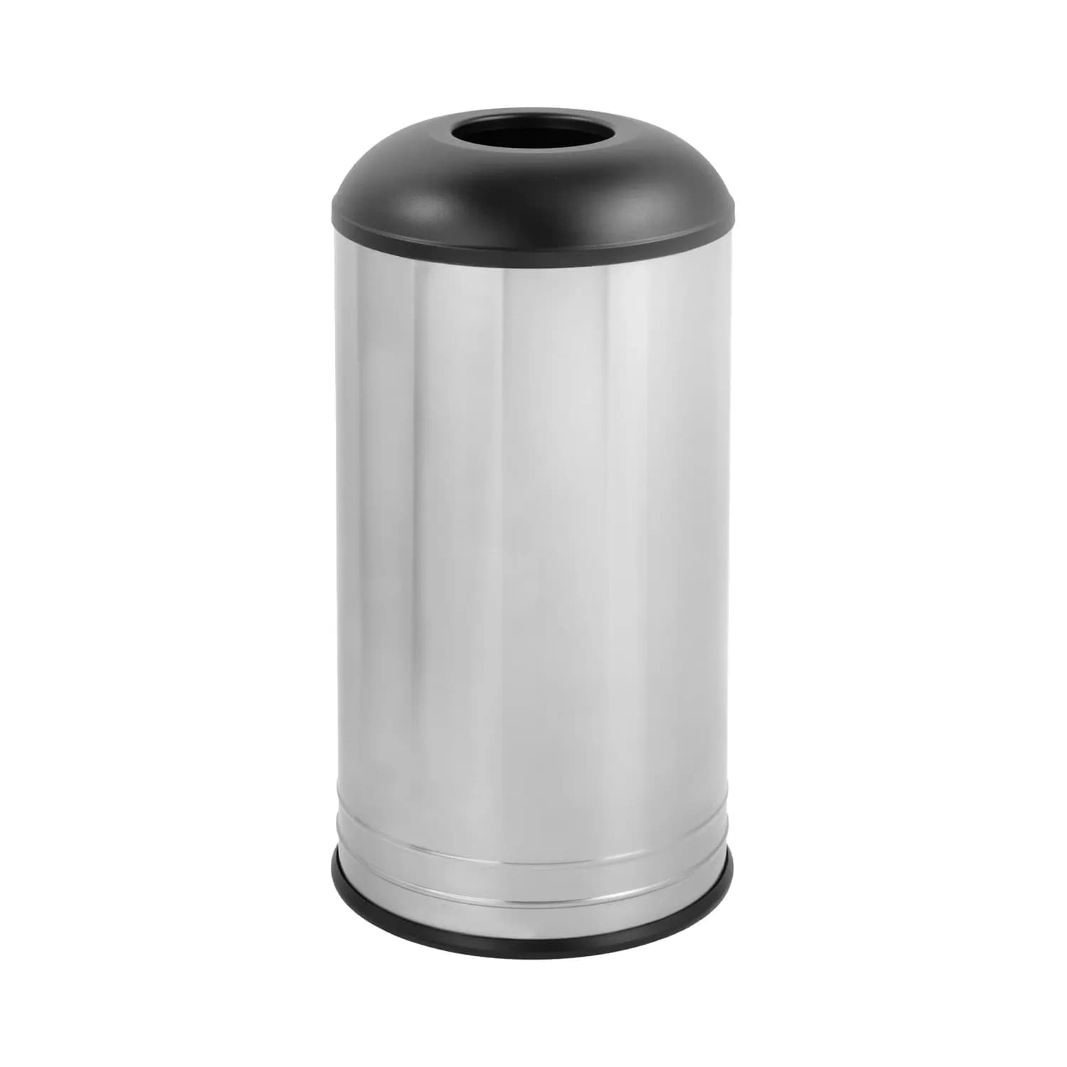 Floor-Standing Waste Receptacle, Black Domed Top, Satin Finish, 68.1 Ltrs.