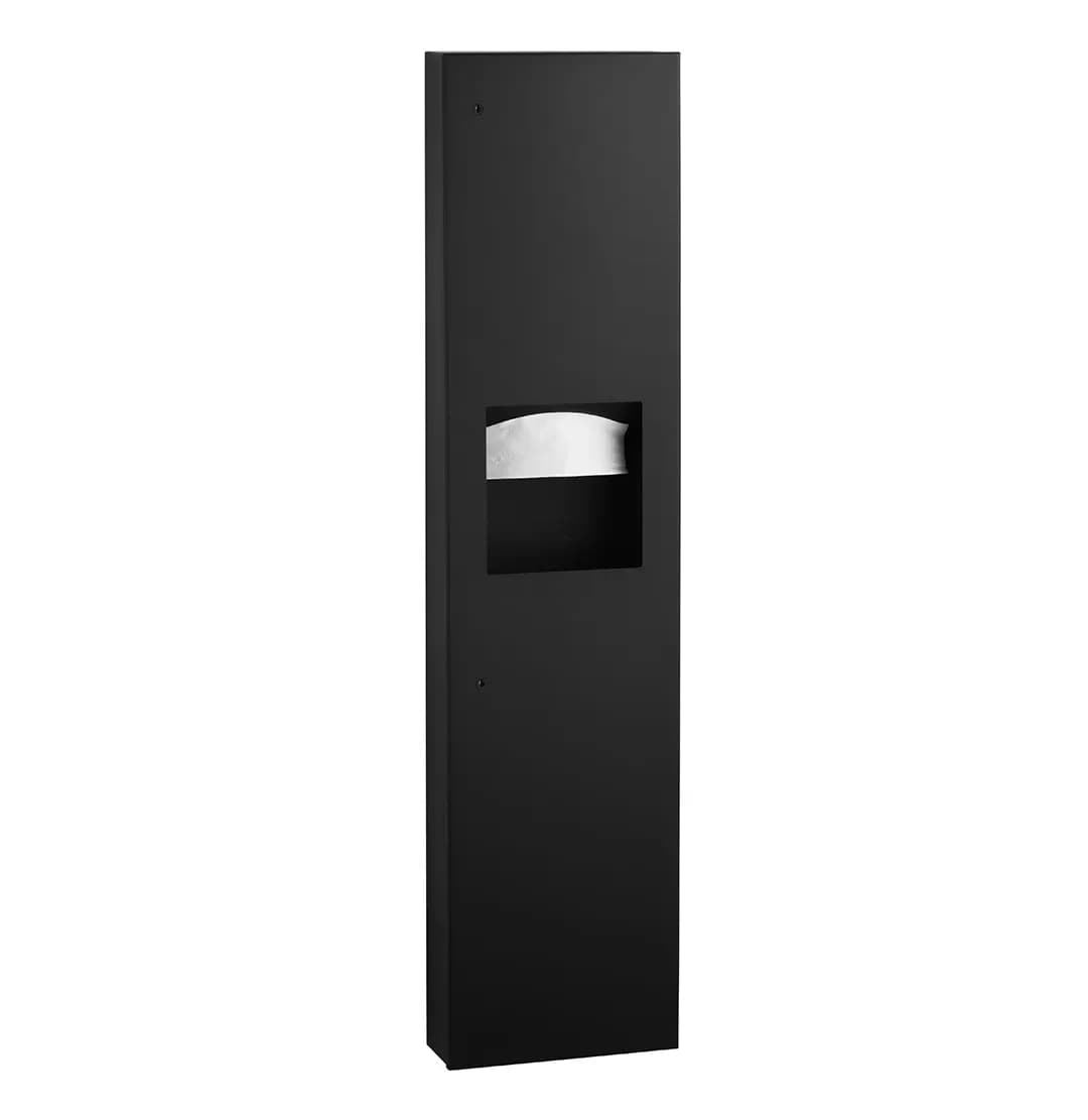 Surface-Mounted Paper Towel Dispenser & Waste Receptacle, Satin Finish, 3.8-Gallon Waste — B-380349-MBLK