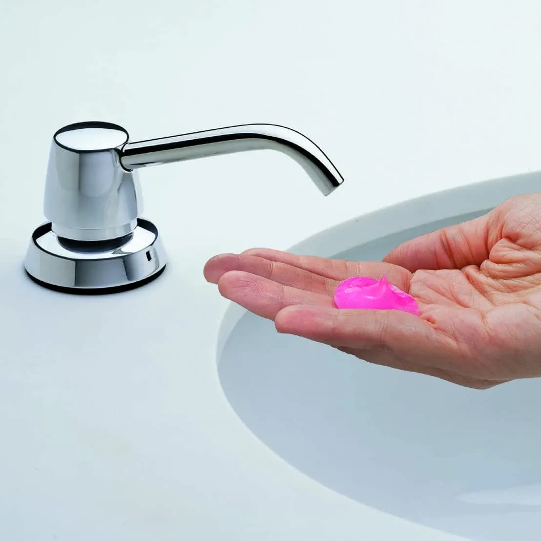 Counter-Mounted Manual Top-Fill Liquid Soap Dispenser, 4" Spout, Polished, 1 Ltr. — B-822