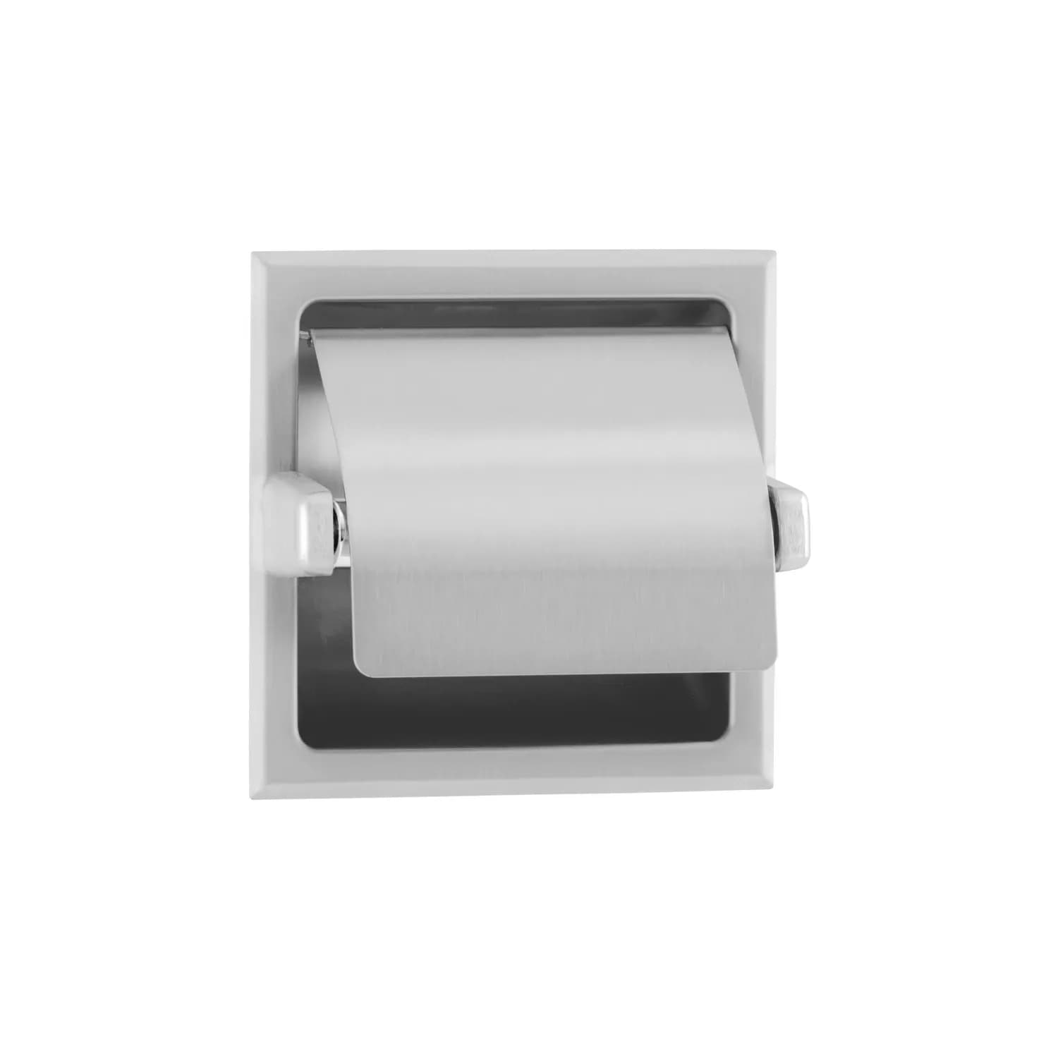 Recessed Toilet Tissue Dispenser with Hood, Satin Finish, One Roll — B-6697