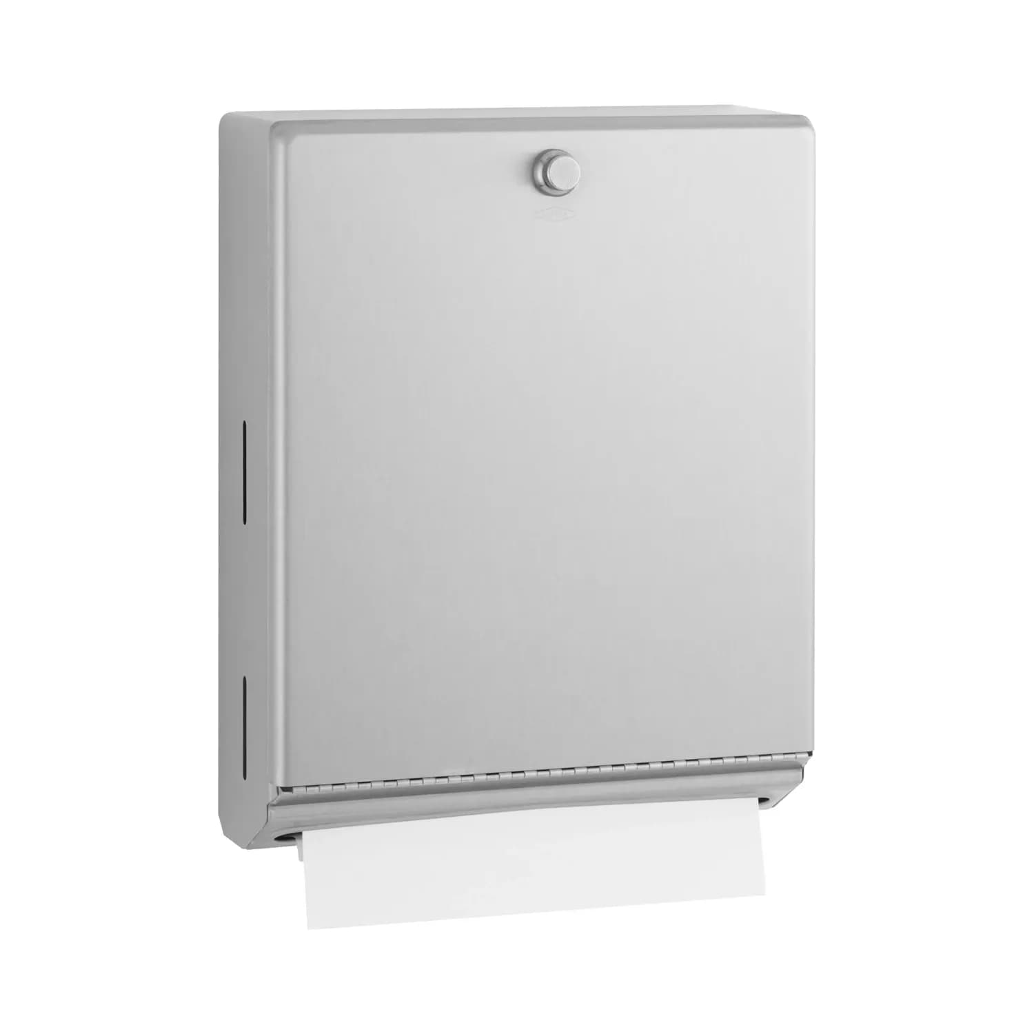 Surface-Mounted Paper Towel Dispenser, Knob Latch, Satin Finish, 525 Multifold Towels