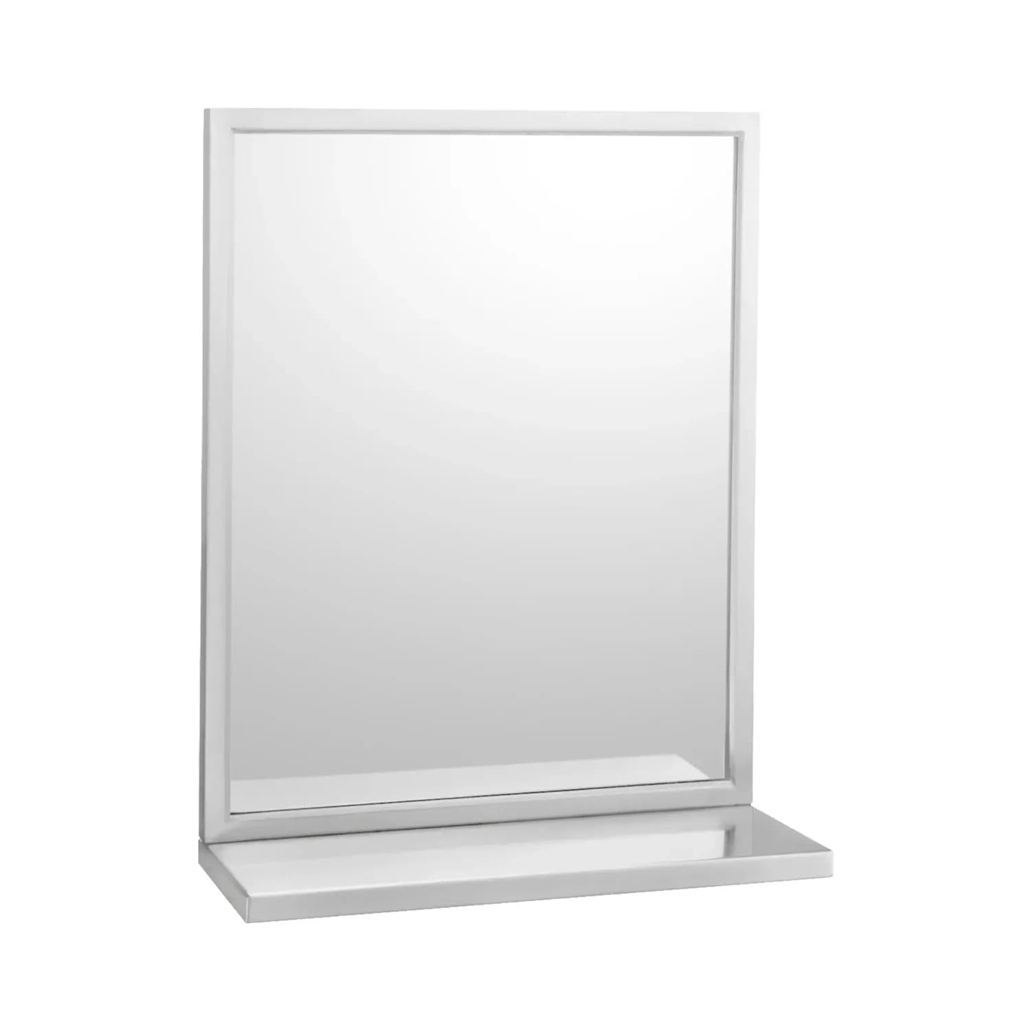 Welded-Frame Mirror with Shelf, Satin Finish