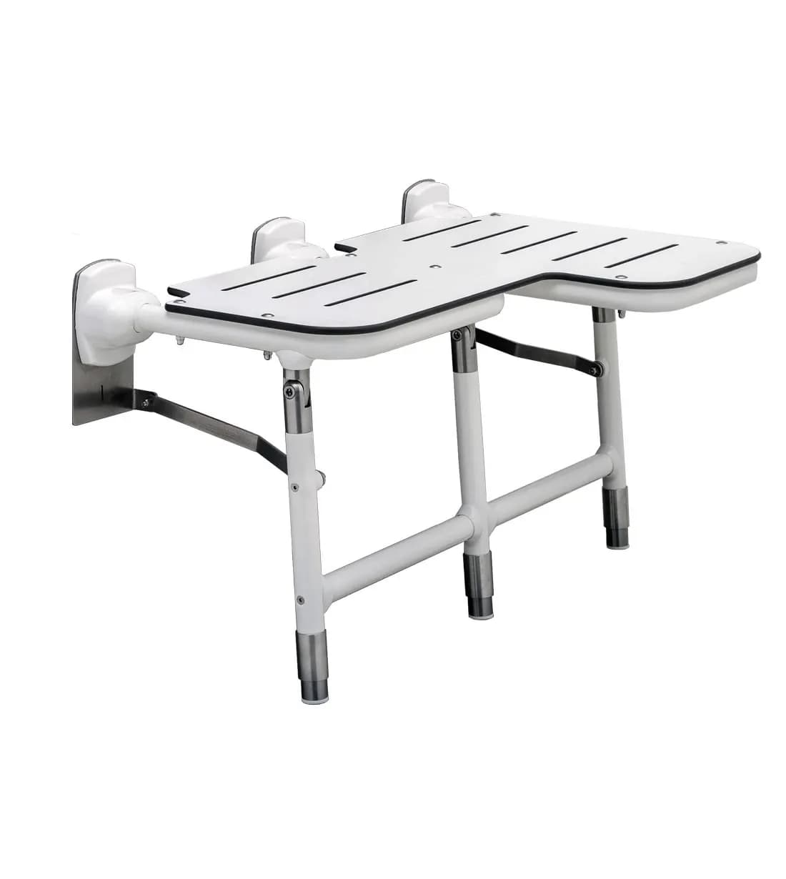 Bariatric Folding Shower Seat with Legs, Left Hand, White