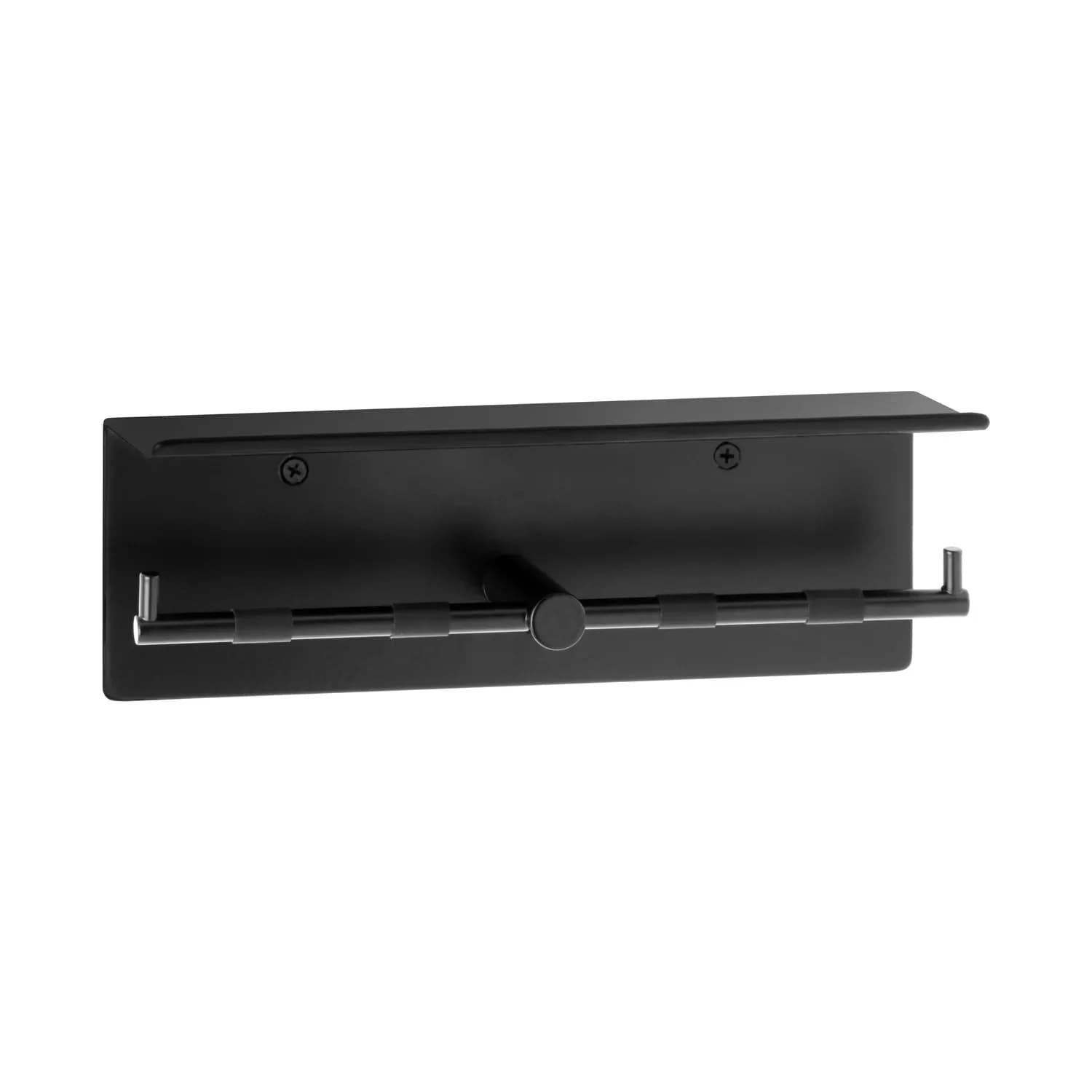 Surface-Mounted Toilet Tissue Dispenser and Utility Shelf, Satin Finish, Two Rolls — B-540-MBLK