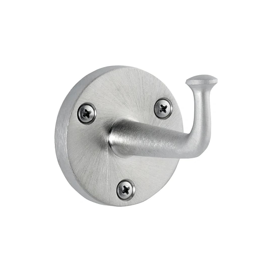 Surface-Mounted Heavy-Duty Clothes Hook, Exposed Mounting, Satin Nickel-Plated