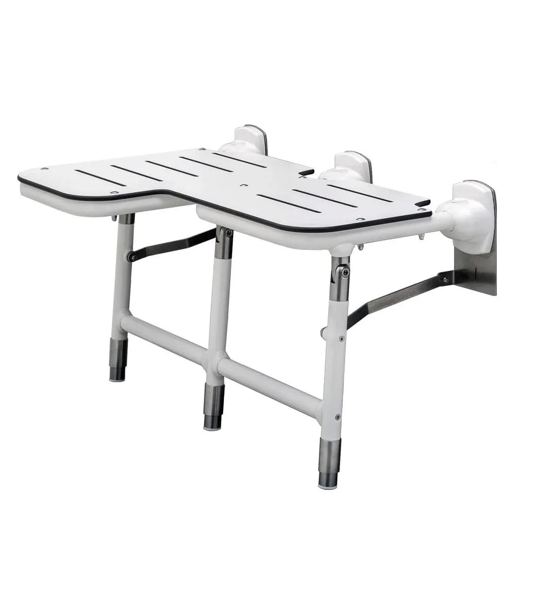 Bariatric Folding Shower Seat with Legs, Right Hand, White