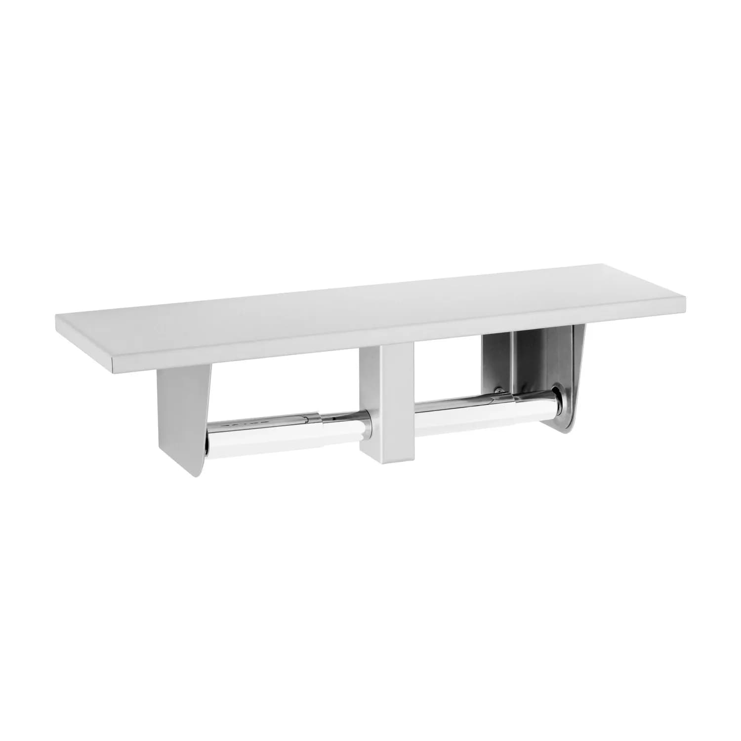 Surface-Mounted Toilet Tissue Dispenser and Utility Shelf, Satin Finish, Two Rolls — B-2840
