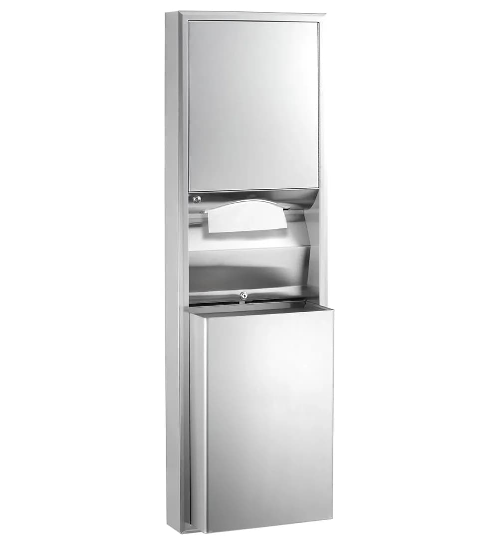 Surface-Mounted Convertible Paper Towel Dispenser/Waste Receptacle, Satin Finish, 12-Gal.