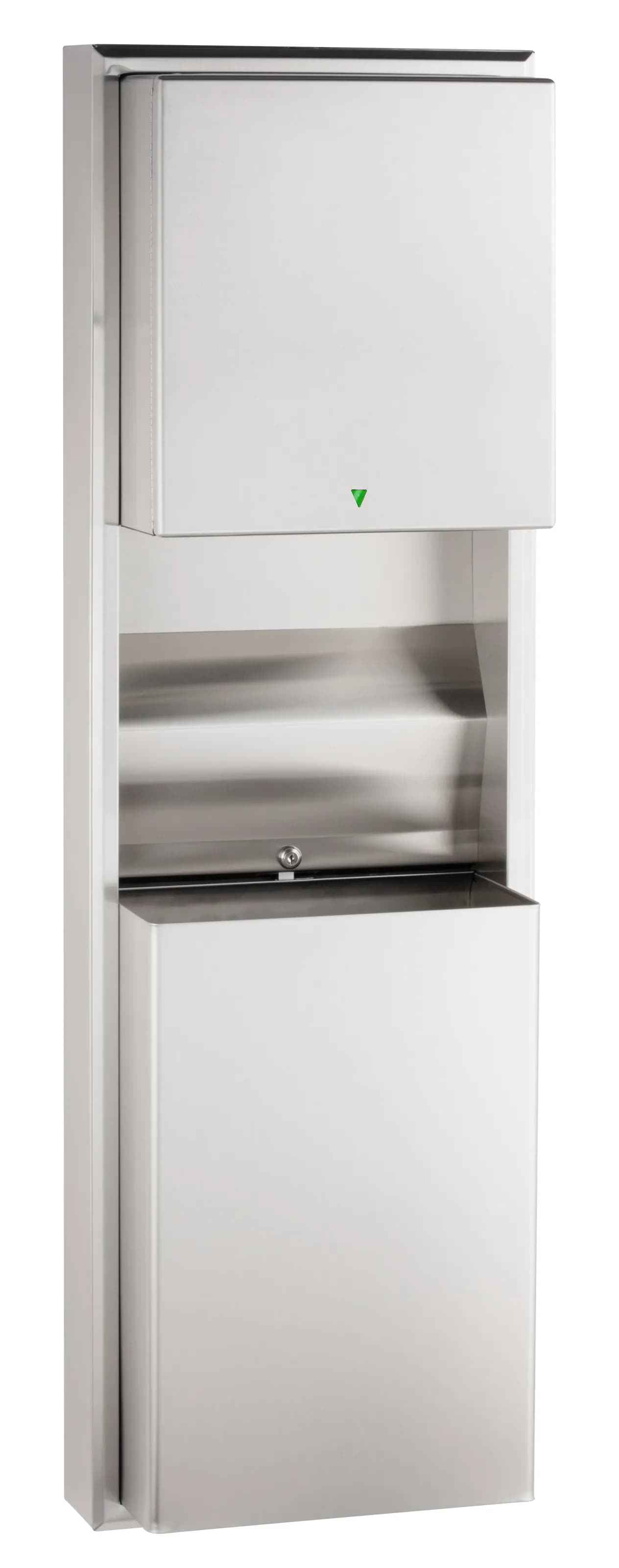 Surface-Mounted Auto Roll Towel Dispenser/ Waste Receptacle, Satin Finish, 12-Gallon