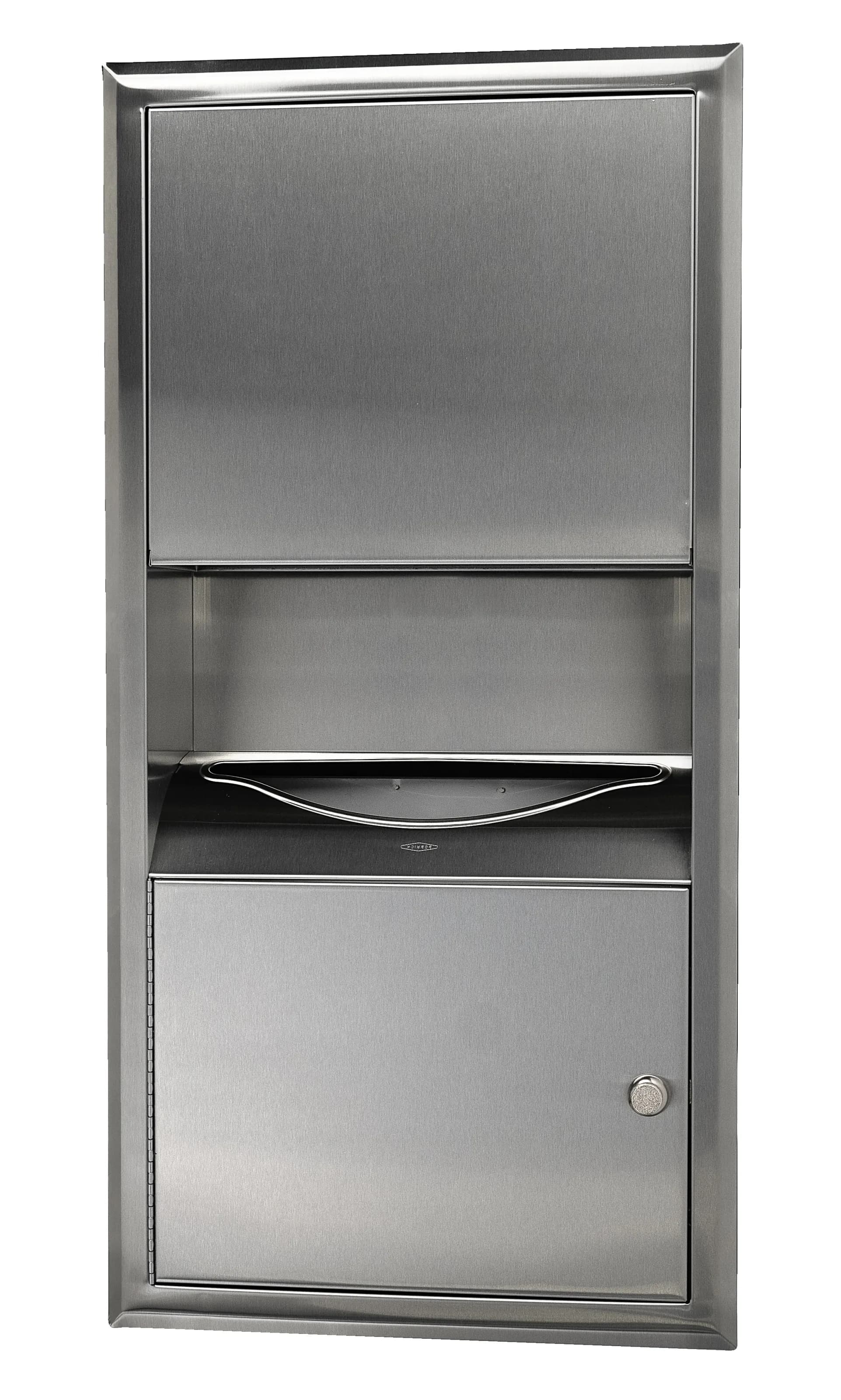 Recessed Paper Towel Dispenser and Waste Receptacle, Satin Finish, 2-Gallon Waste — B-369
