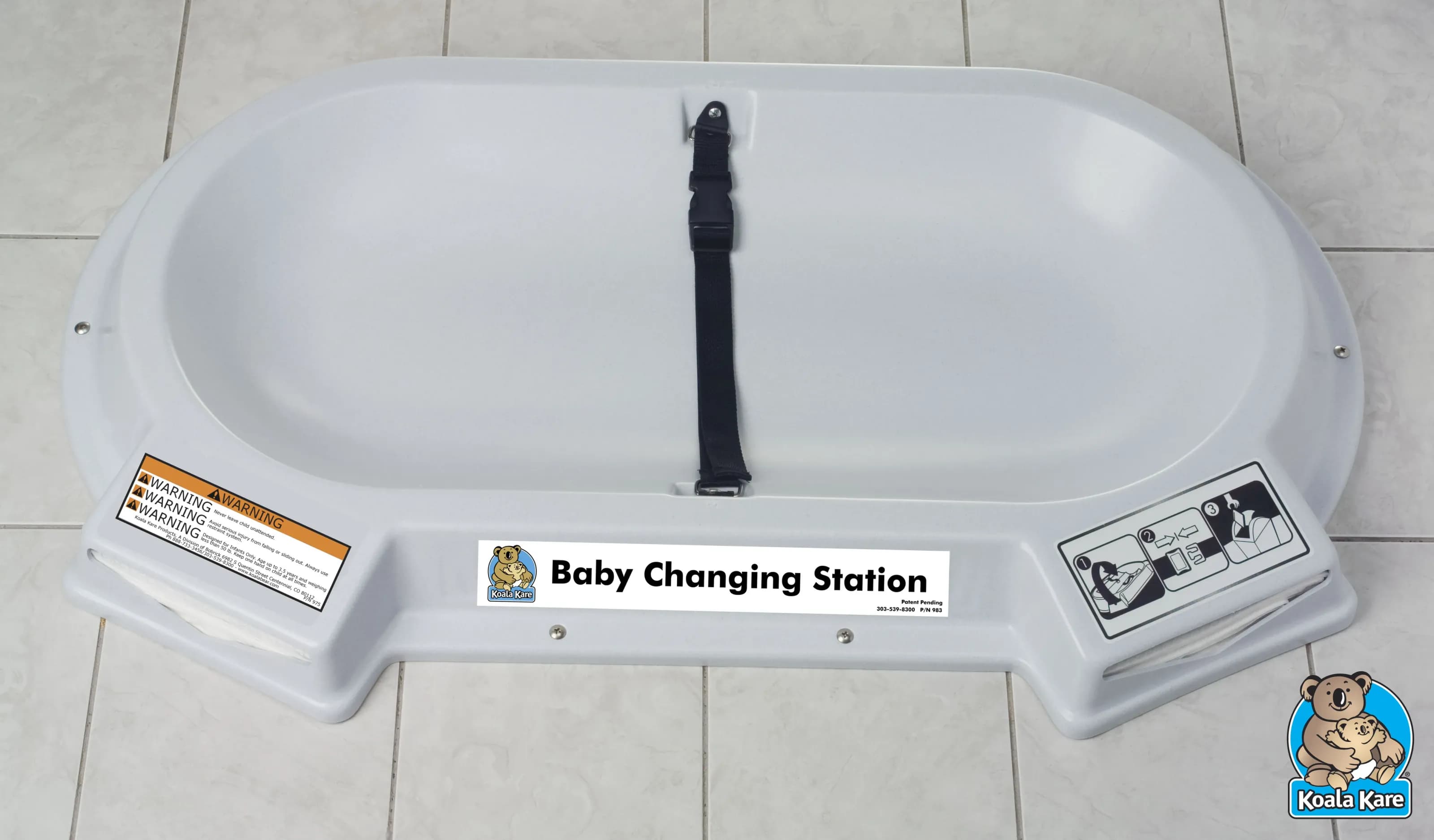 Countertop Surface Mounted Baby Changing Station, Grey Granite — KB112-01CT