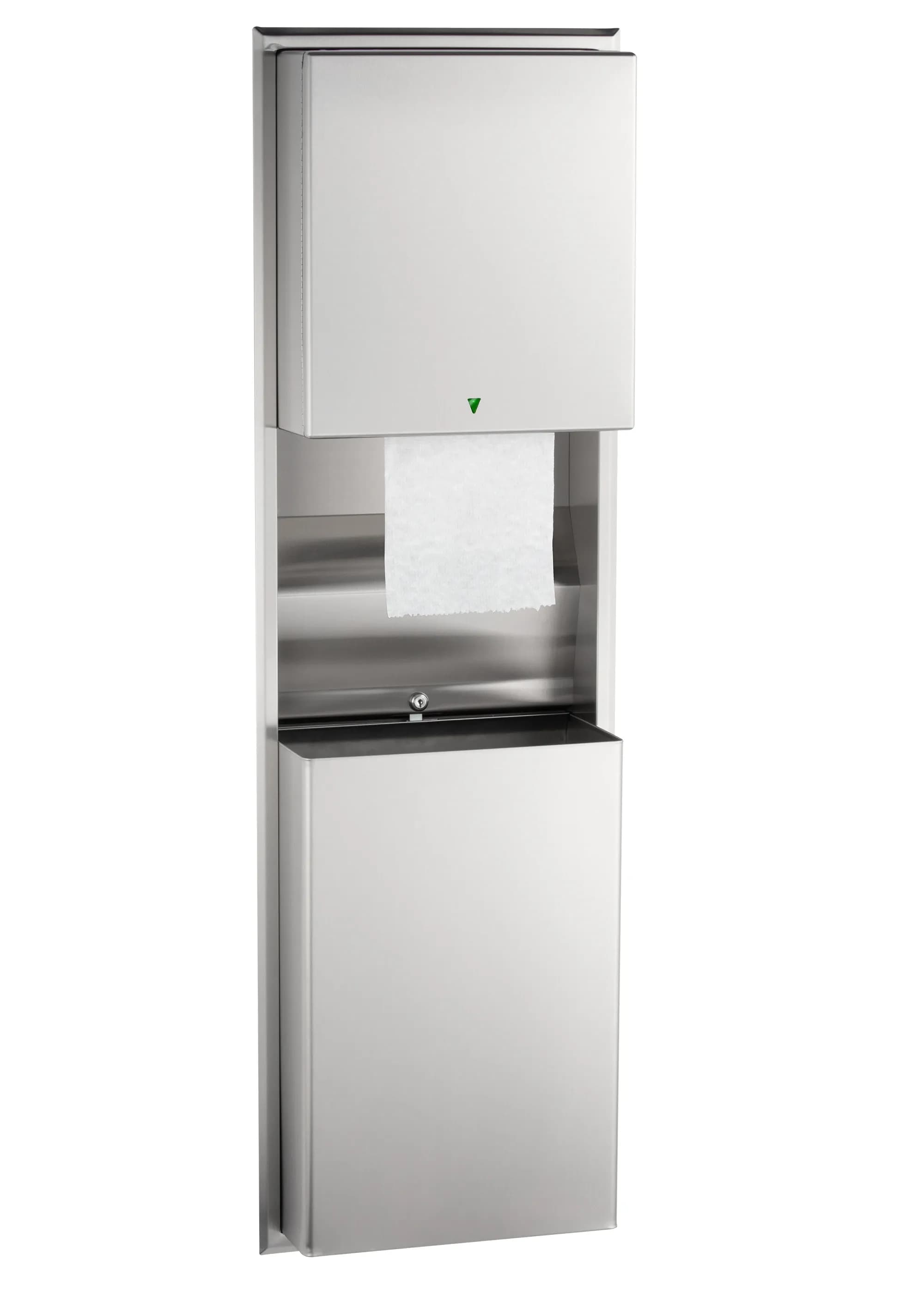 Recessed Convertible Auto Roll Towel Dispenser / Waste Receptacle, Satin Finish, 12-Gallon — B-3974