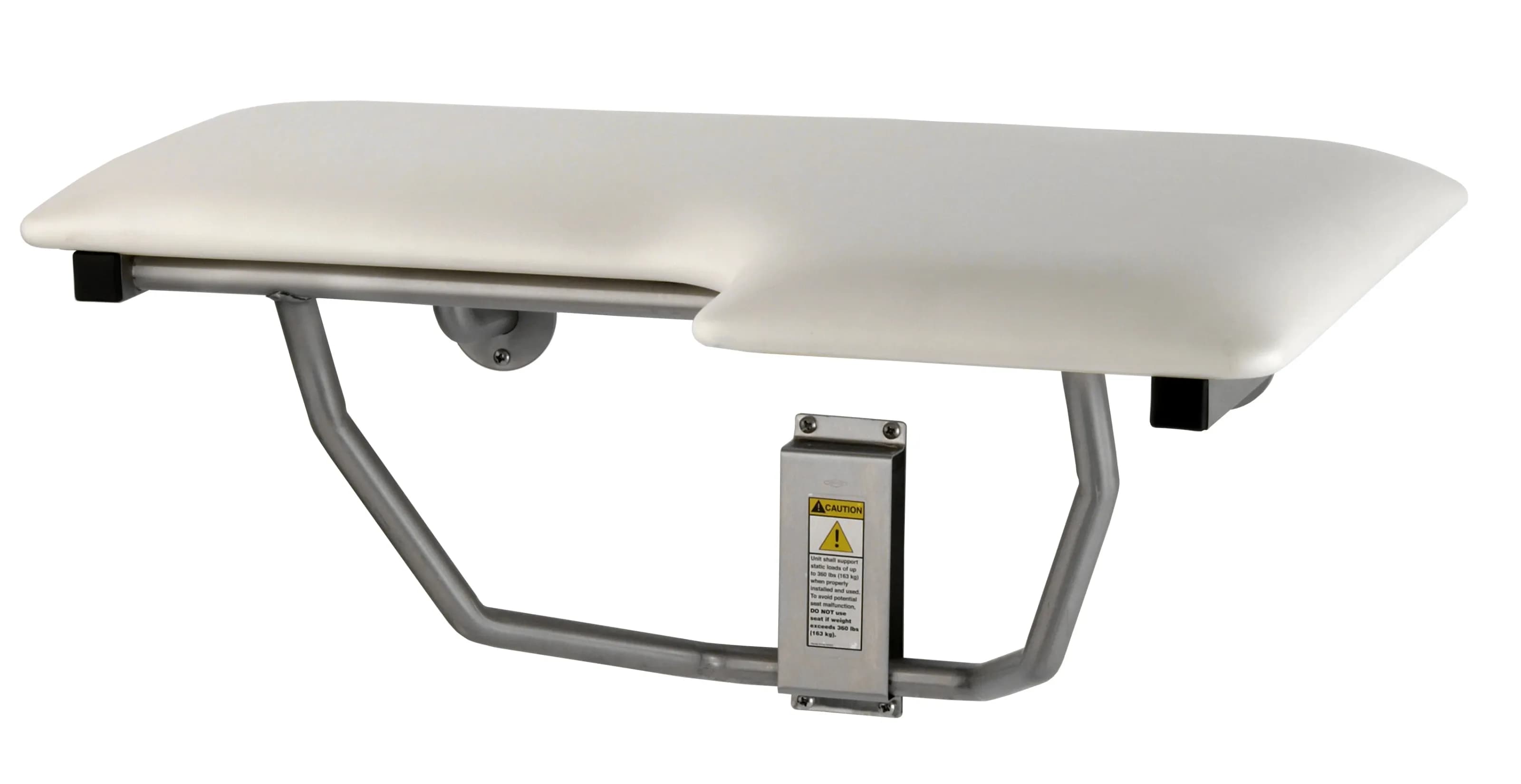 Folding Shower Seat, Left Hand, White Foam Pad and Satin Finish