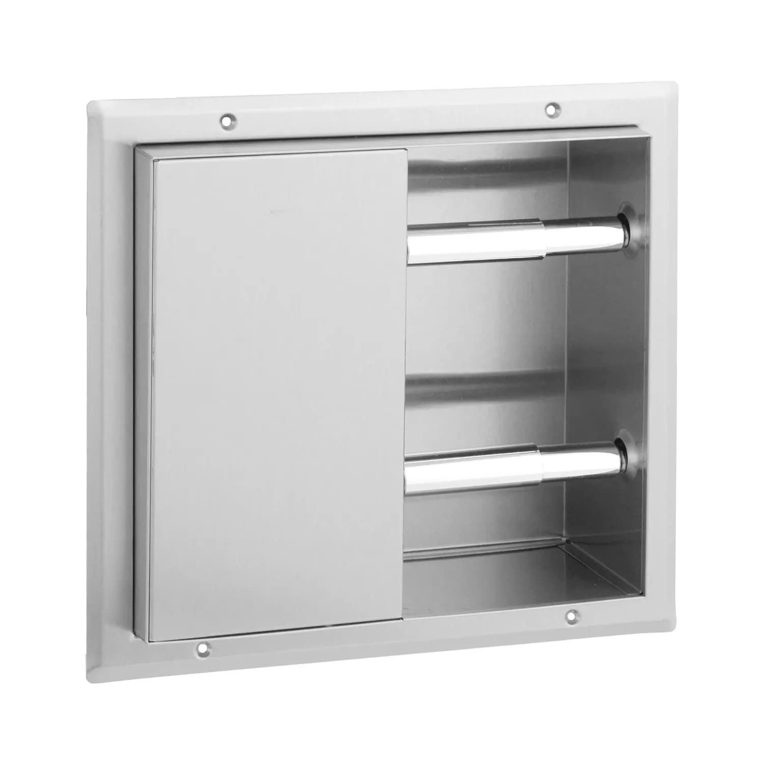 Partition-Mounted Toilet Tissue Dispenser, Satin Finish, Serves 2 Compartments — B-386