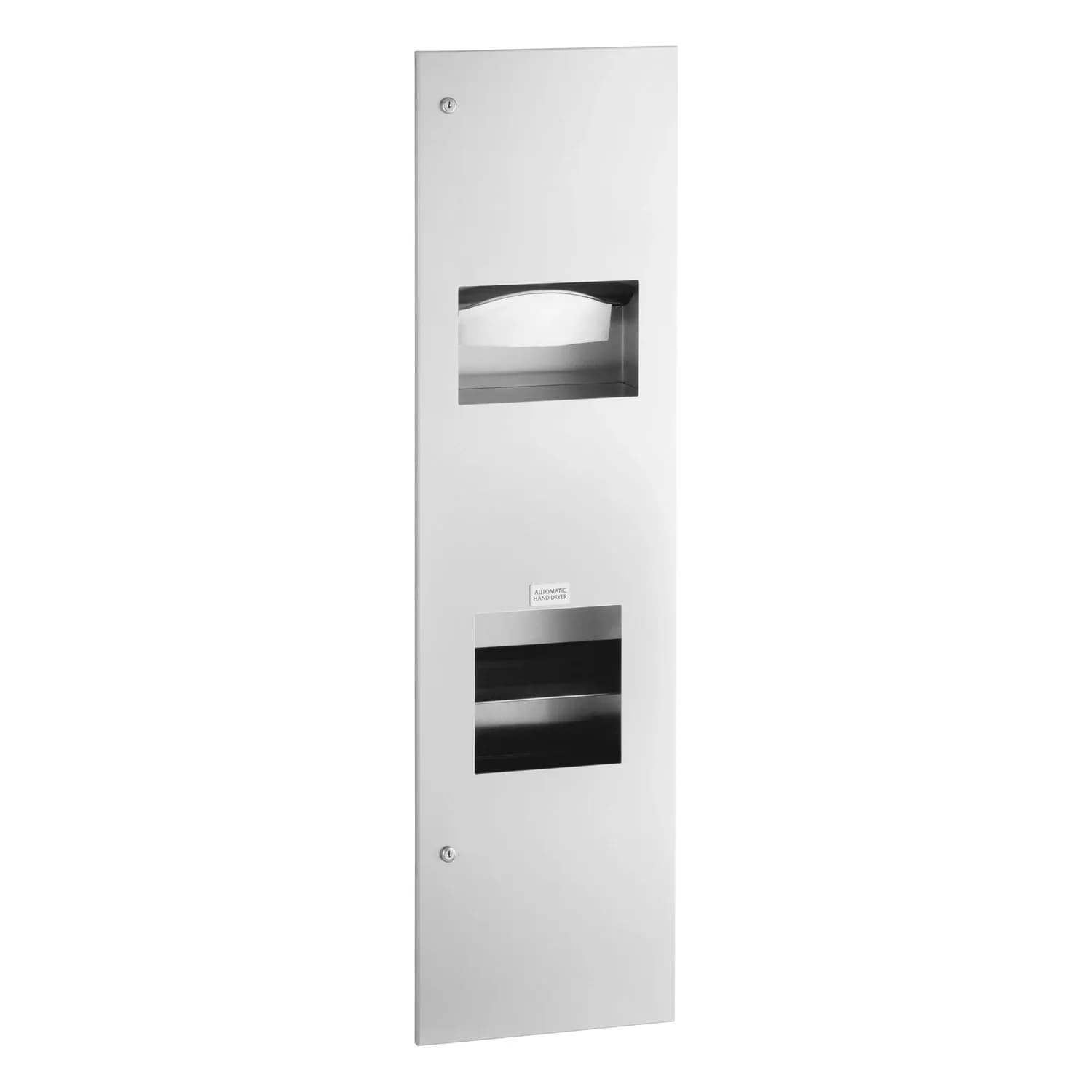 Recessed Paper Towel Dispenser/Automatic Hand Dryer/ Waste Receptacle, Satin Finish