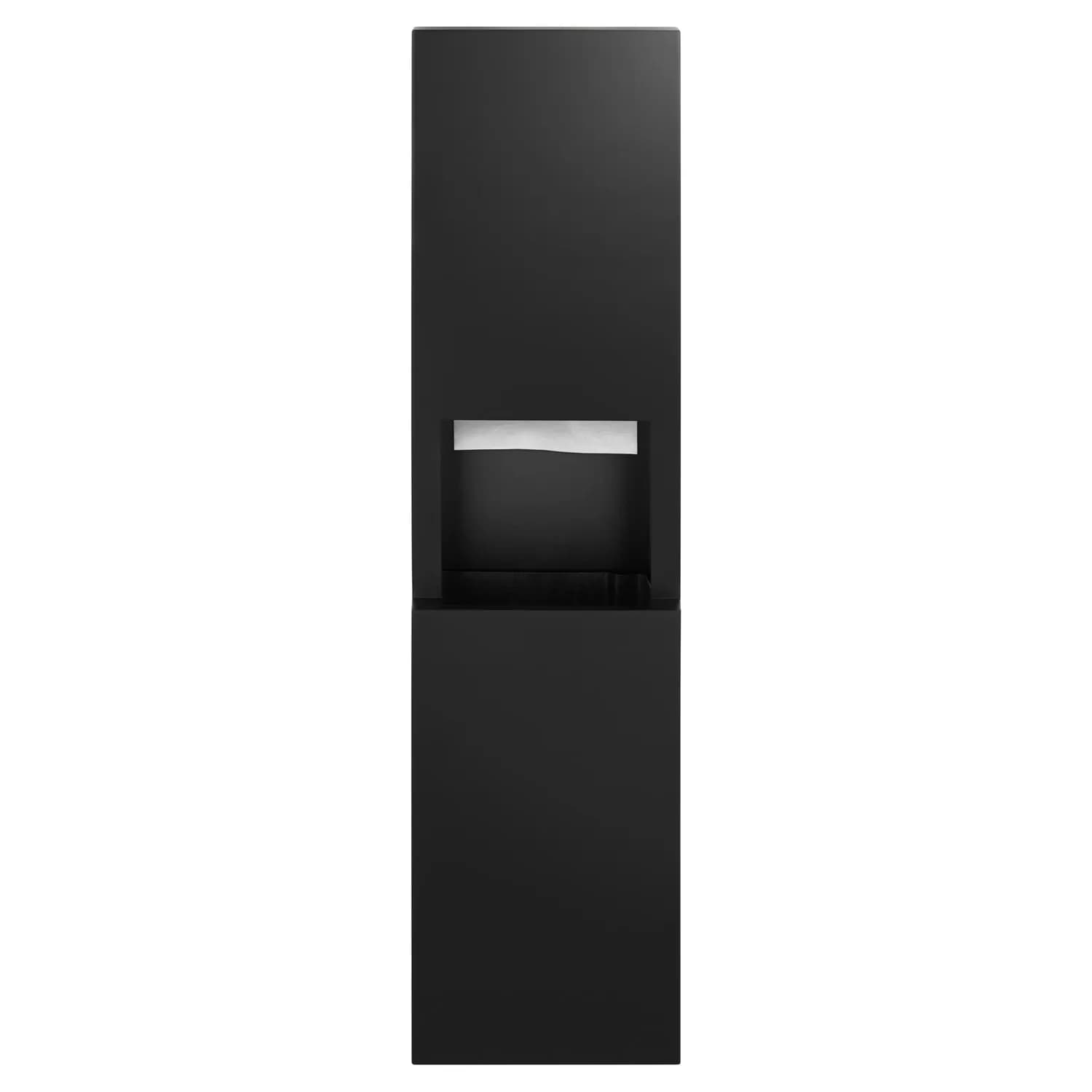 Semi-Recessed Paper Towel Dispenser and Waste Receptacle, Satin Finish, 8.5-Gallon Waste — B-9944-MBLK