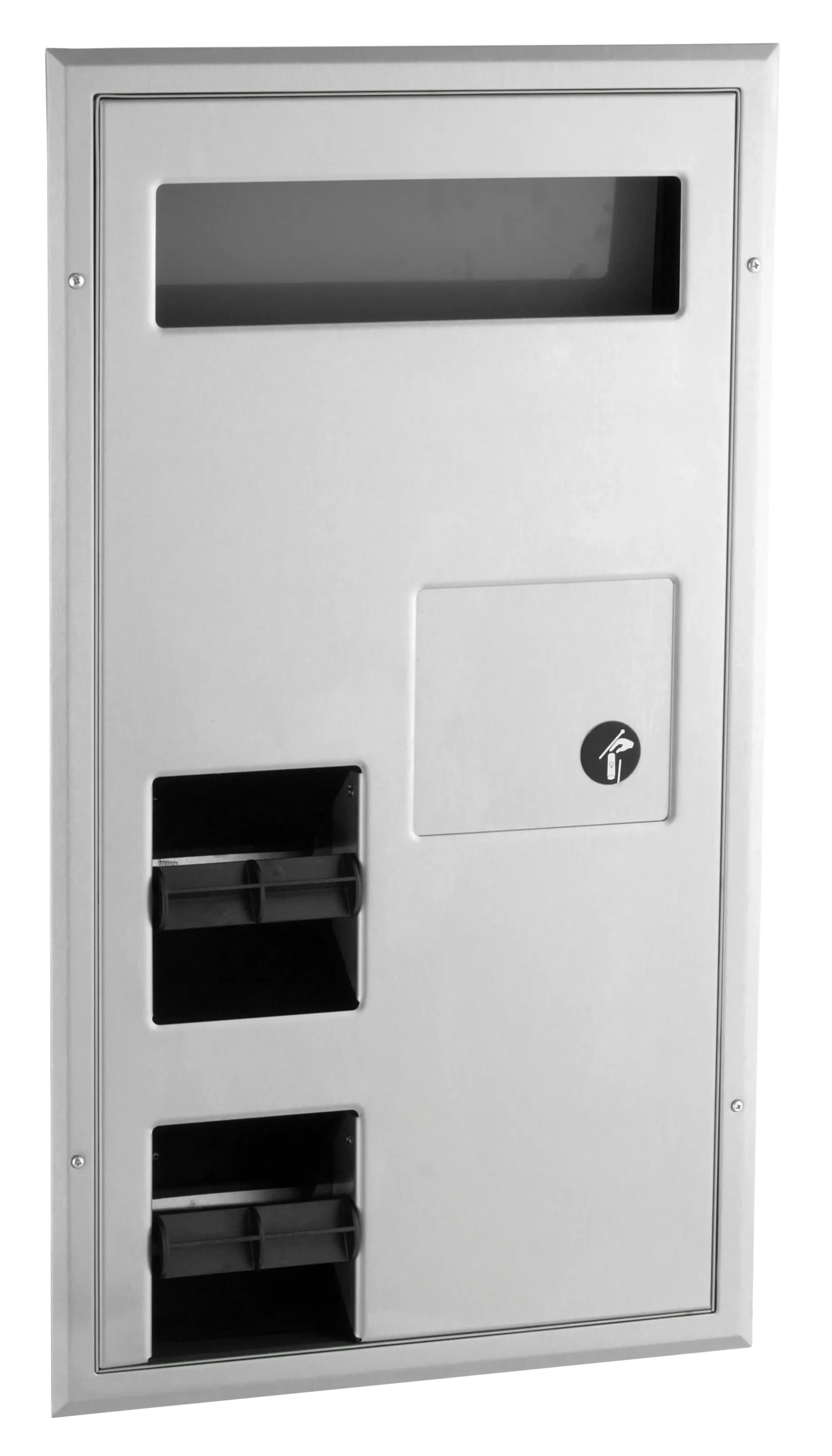 Partition-Mounted Toilet Tissue / Seat Cover Dispenser / Waste Disposal, Right Side While Seated — B-3571