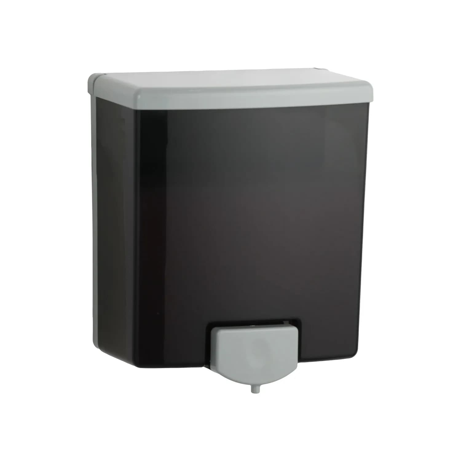 Surface-Mounted Manual Liquid Soap Dispenser, Two-tone Black and Grey Plastic, 1.18 Ltr.