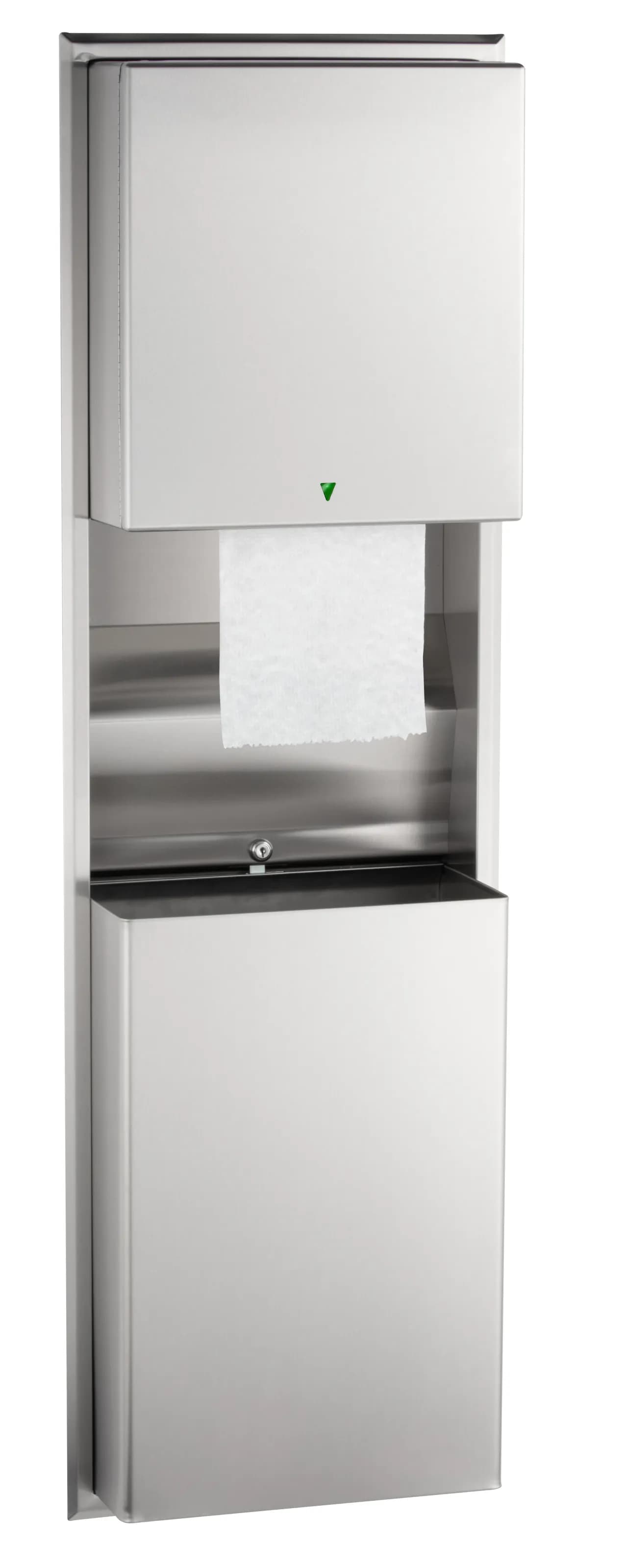Recessed Convertible Auto Roll Towel Dispenser / Waste Receptacle, Satin Finish, 12-Gallon — B-3974