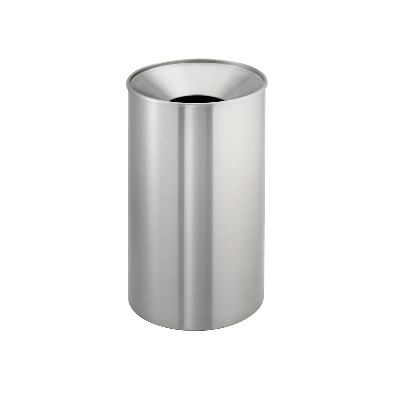 Floor-Standing Waste Receptacle, Funnel Top, Satin Finish, 125 Ltrs.