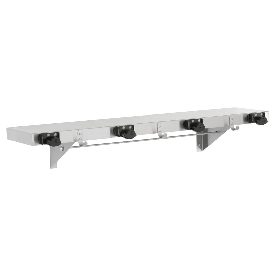 Surface-Mounted Utility Shelf / Mop Holders / Rag Hooks, Satin Finish