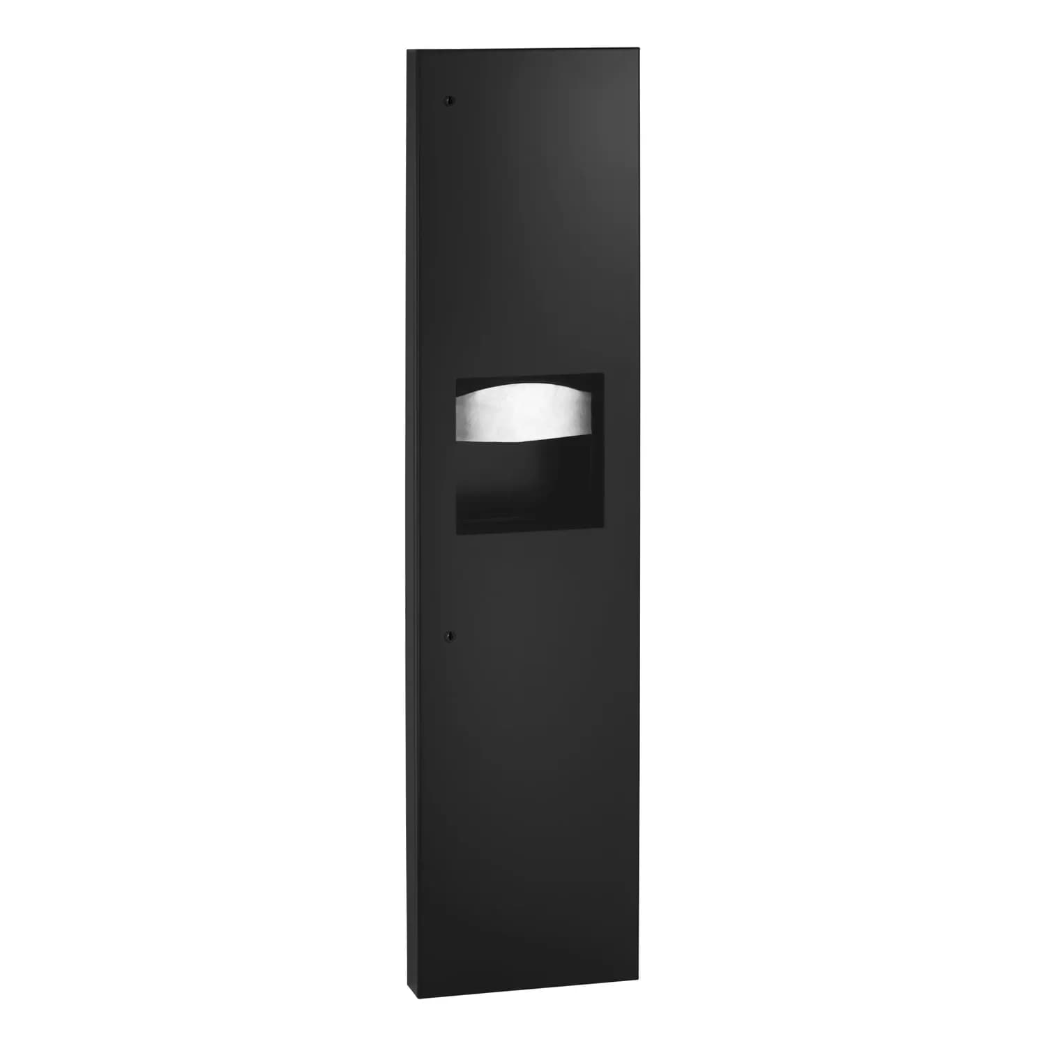 Semi-Recessed Paper Towel Dispenser and Waste Receptacle, Satin Finish, 6.3-Gallon Waste — B-38032-MBLK