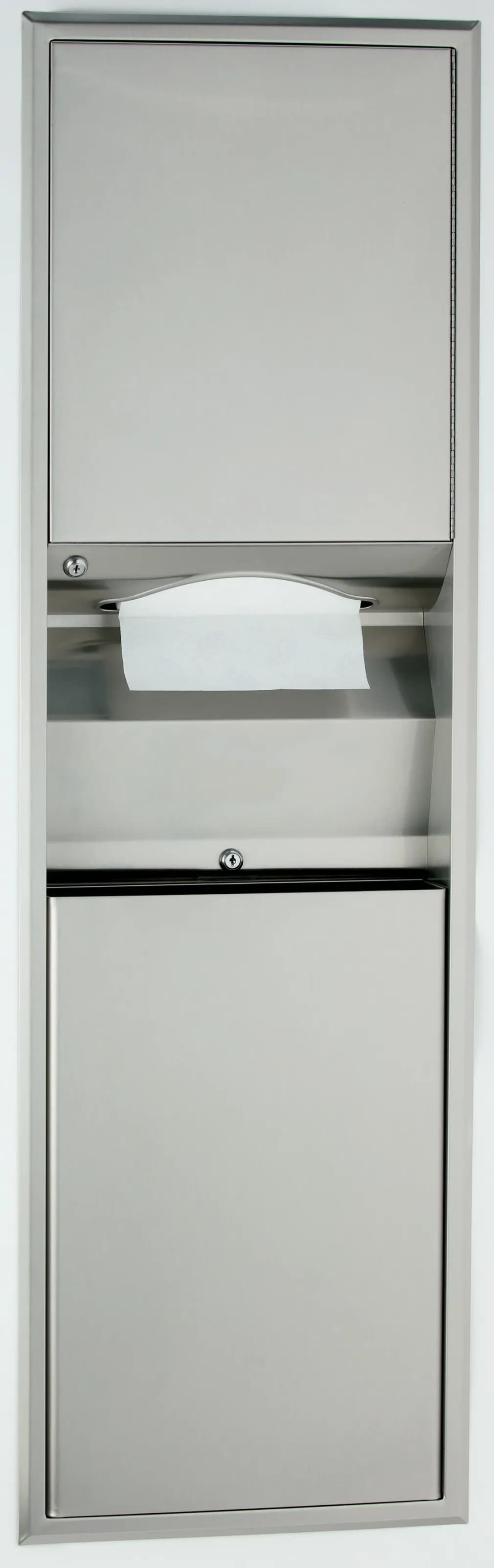 Recessed Convertible Paper Towel Dispenser / Waste Receptacle, Satin Finish, 6-Gallon