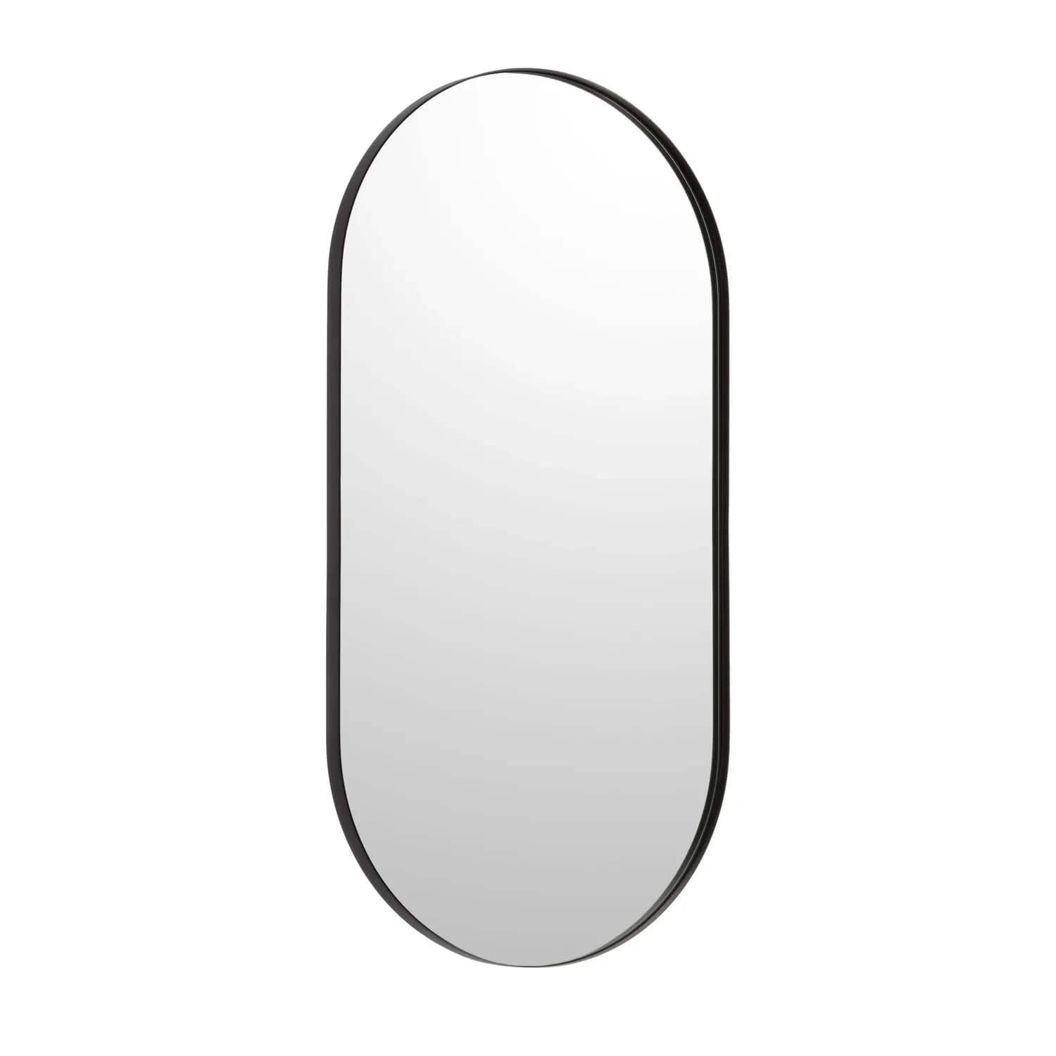 Pill Shaped Mirror, Matte Black