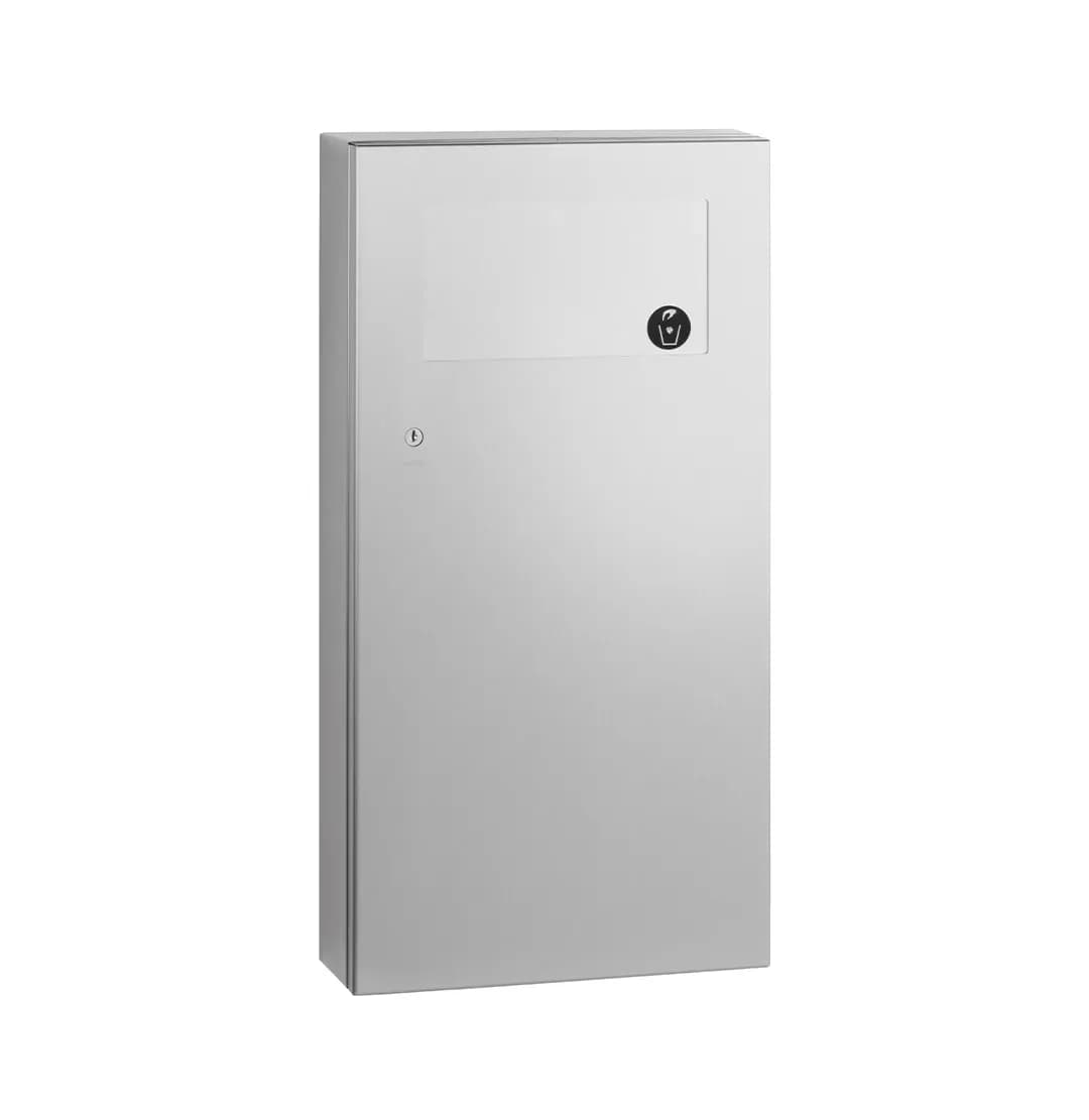 Surface-Mounted Waste Receptacle with Disposal Door, Satin Finish, 11.3 Ltrs.