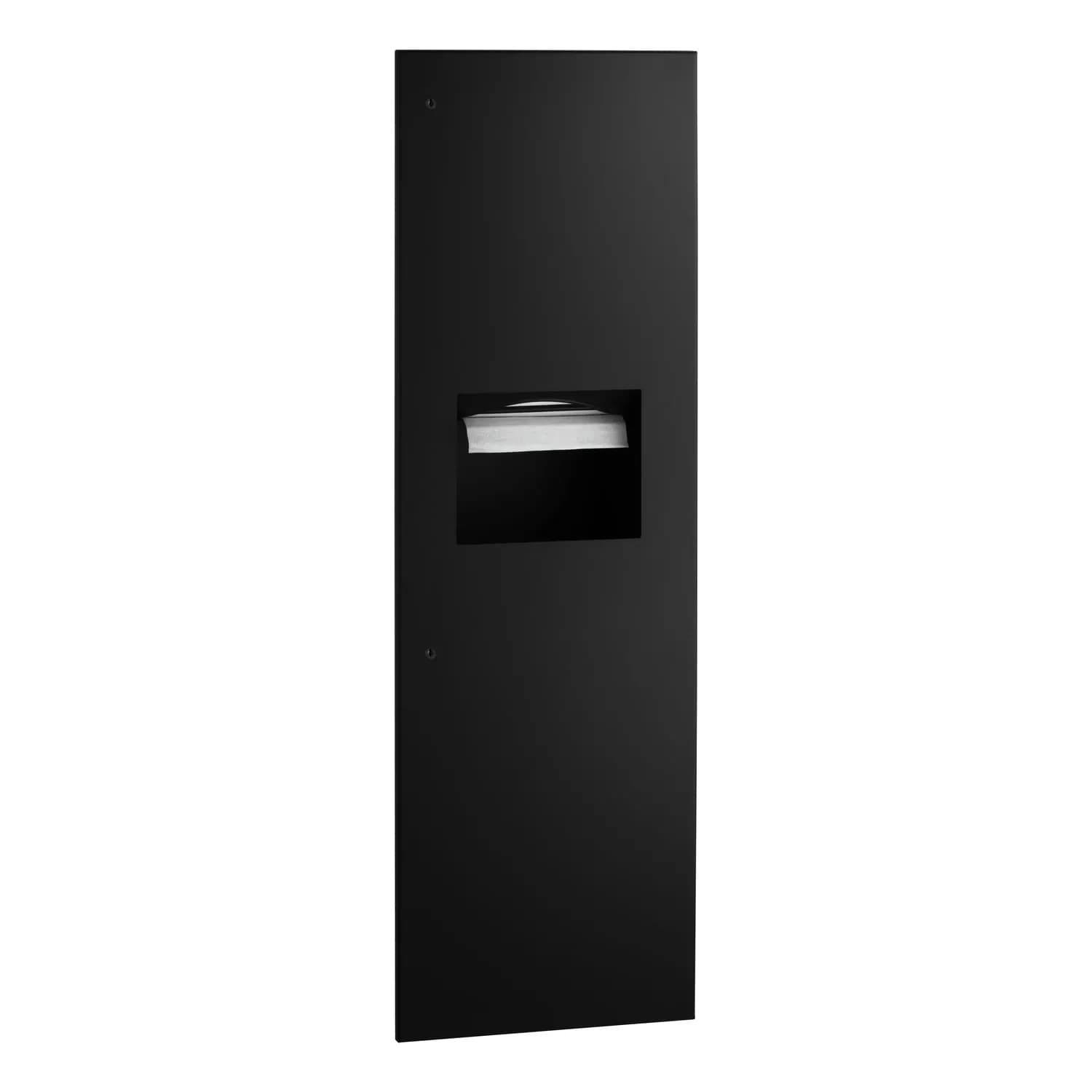 Recessed Paper Towel Dispenser and Waste Receptacle, Satin Finish, 12-Gallon Waste — B-39003-MBLK