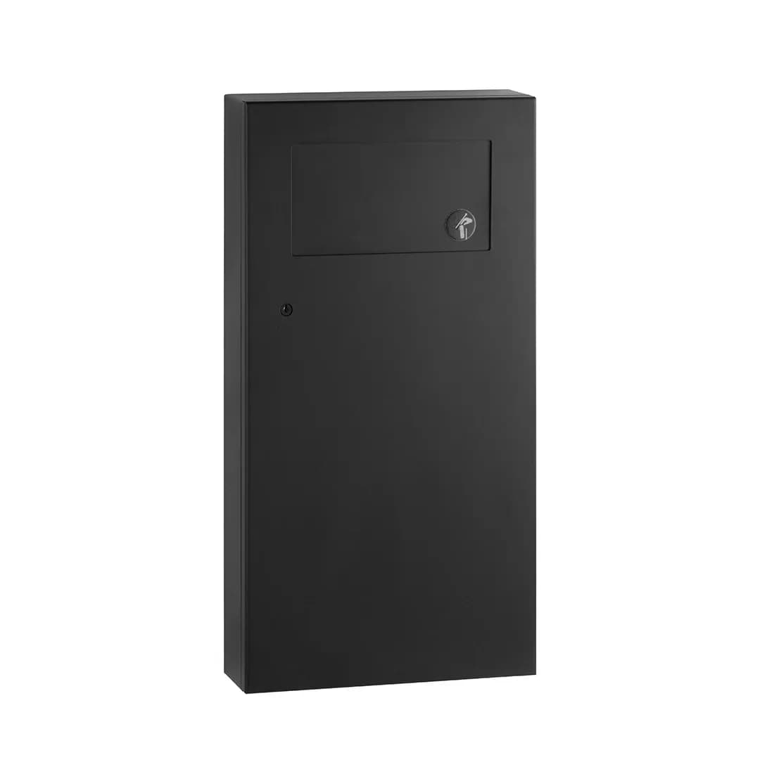 Surface-Mounted Waste Receptacle with Disposal Door, Satin Finish, 11.3 Ltrs. — B-35639-MBLK