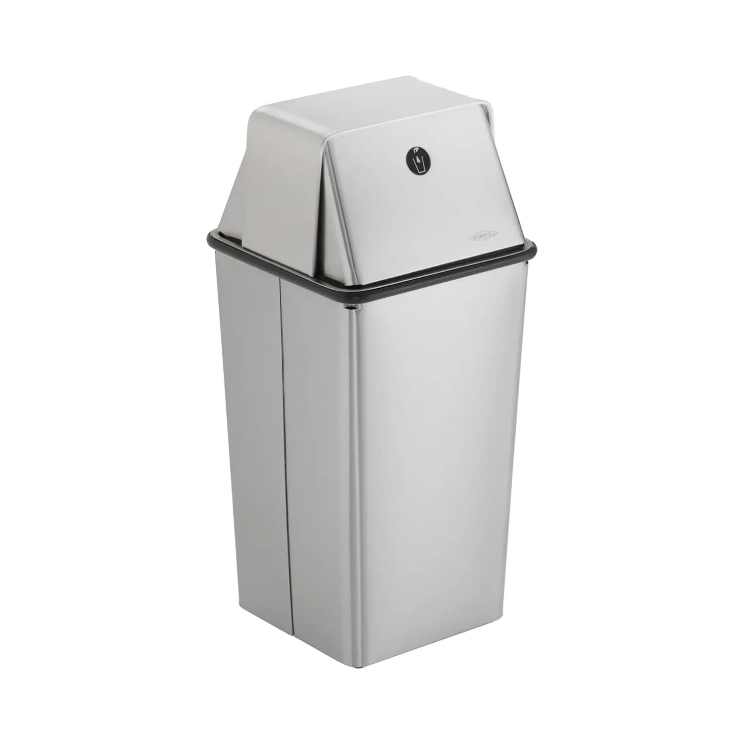 Floor-Standing Waste Receptacle, Spring-Loaded Top, Satin Finish, 49.2 Ltrs.