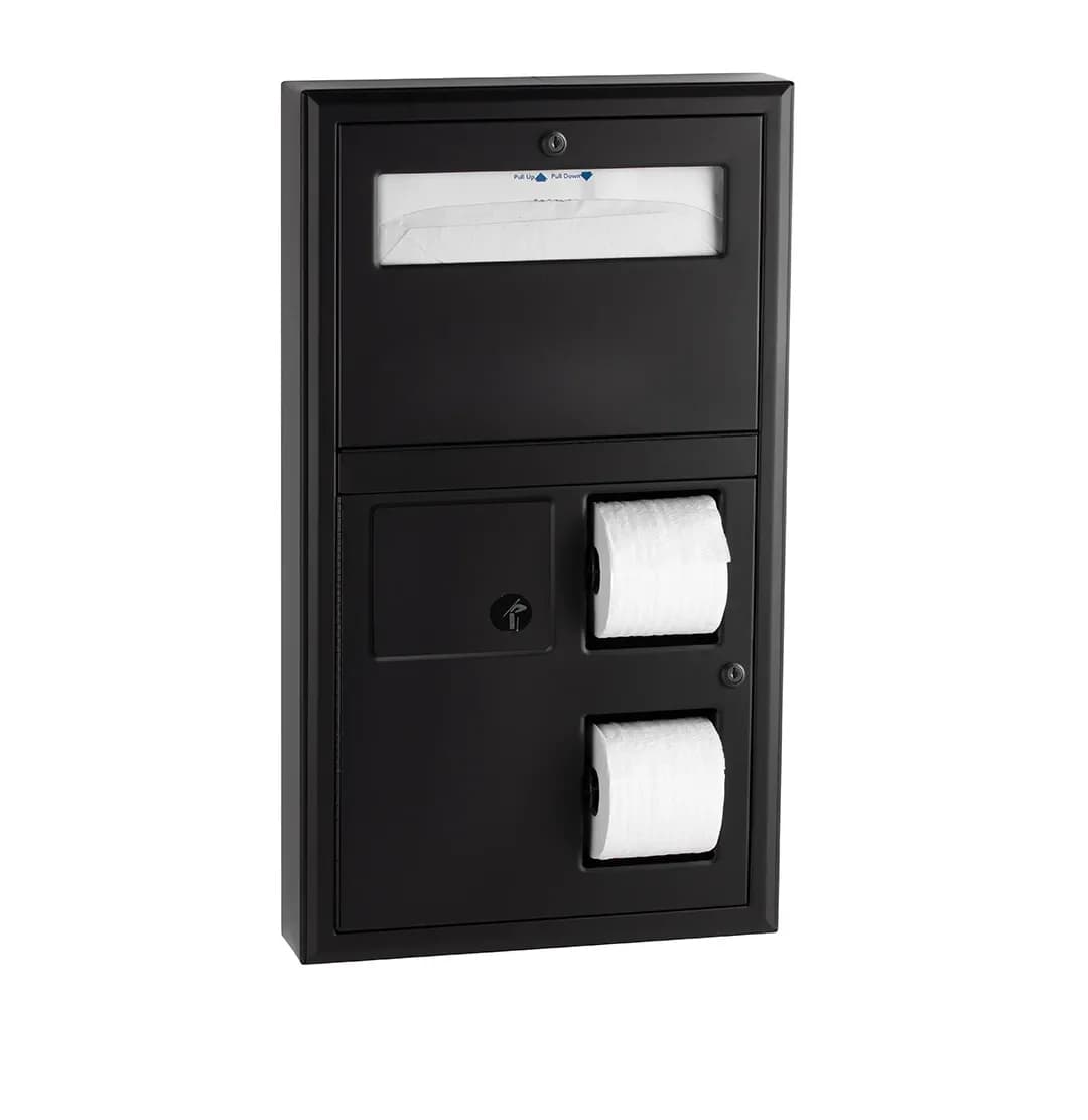 Surface-Mounted Toilet Tissue / Seat Cover Dispenser / Waste Disposal — B-3579-MBLK